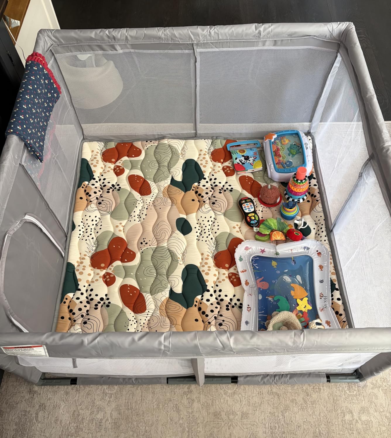 Blissful Diary Baby Play Mats for Floor, 50x50 Playpen Mat, Thick Cushioning Padding Foam Playmat for Baby and Toddlers Infants, Non-Slip & Machine Washable, Earth Tones Design customer photo 2