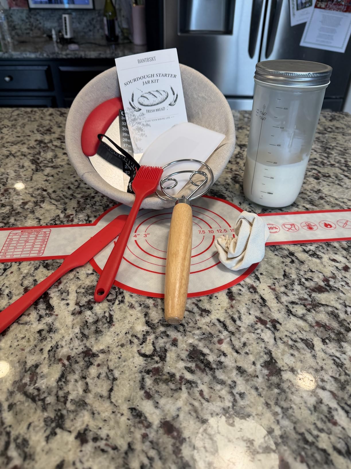 Complete Sourdough Starter Kit, Sourdough Bread Baking Supplies, Banneton Bread Proofing Basket with Sourdough Starter Jar, 9inch Round Bread Proofing Basket, for Bread Baking customer photo 1