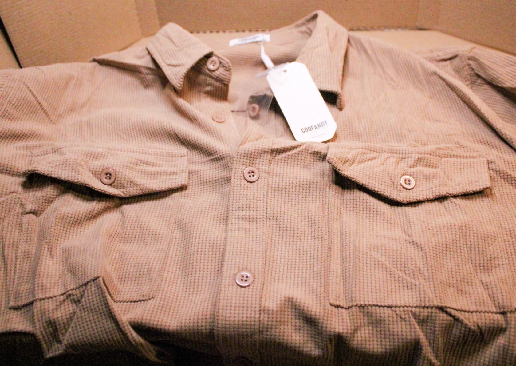 COOFANDY Men's Button Down Waffle Shirt Jacket Casual Long Sleeve Shacket Lightweight Overshirts with Flap Pockets customer photo 2