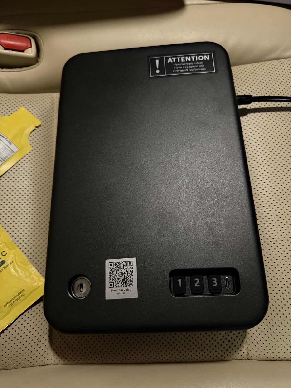 Grimtron Portable Electronic Car Gun Safe for Handgun with Security Cable customer photo 1