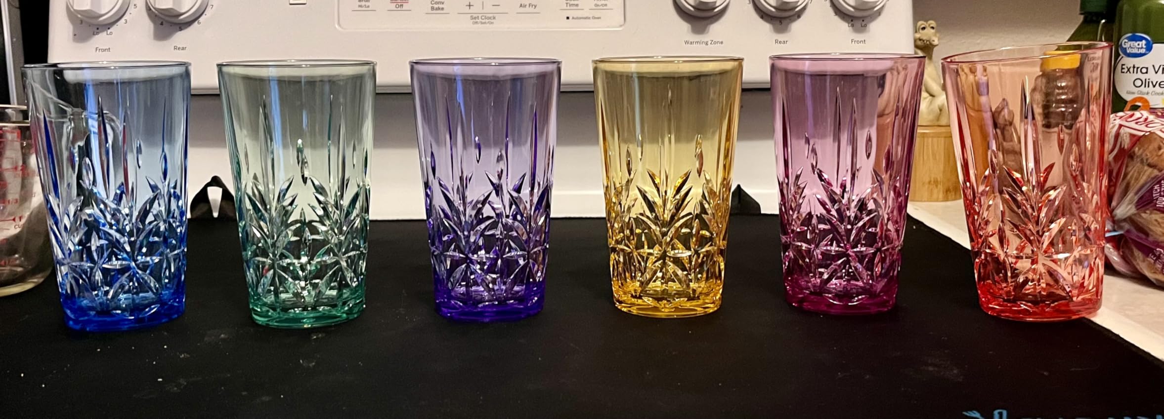 Bravario Royal Plastic Drinking Tumbler, Premium Quality Water Glasses, Dishwasher-Safe BPA-Free Durable Mixed Colors Assorted Stackable Cups, 18 oz Set of 6 customer photo 2