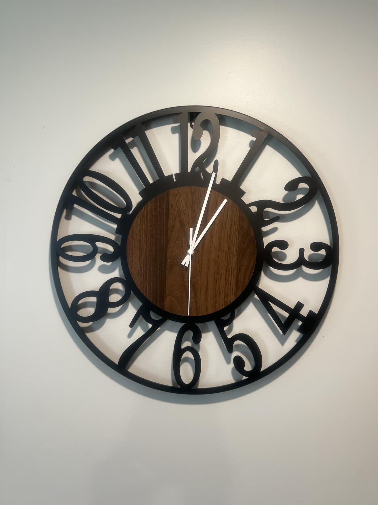Maxstar Round Wall Clock for Living Room Decor Battery Operated Non Ticking Silent Vintage Black Metal Wood Clocks for Home Living Room Garden Farmhouse Office Kitchen Decoration -13 inch customer photo 1