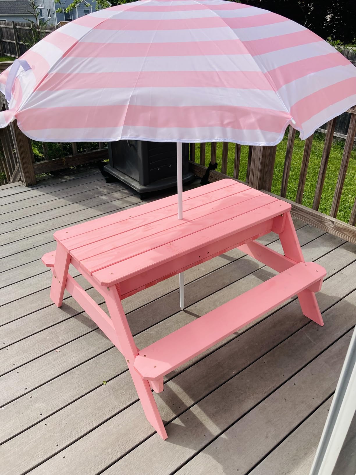Best Choice Products Kids Picnic Table with Umbrella, 3-in-1 Sand & Water Table, Outdoor Convertible Picnic Table for Toddlers, Seats 4, Removable Top, 2 Buckets - Beige customer photo 1