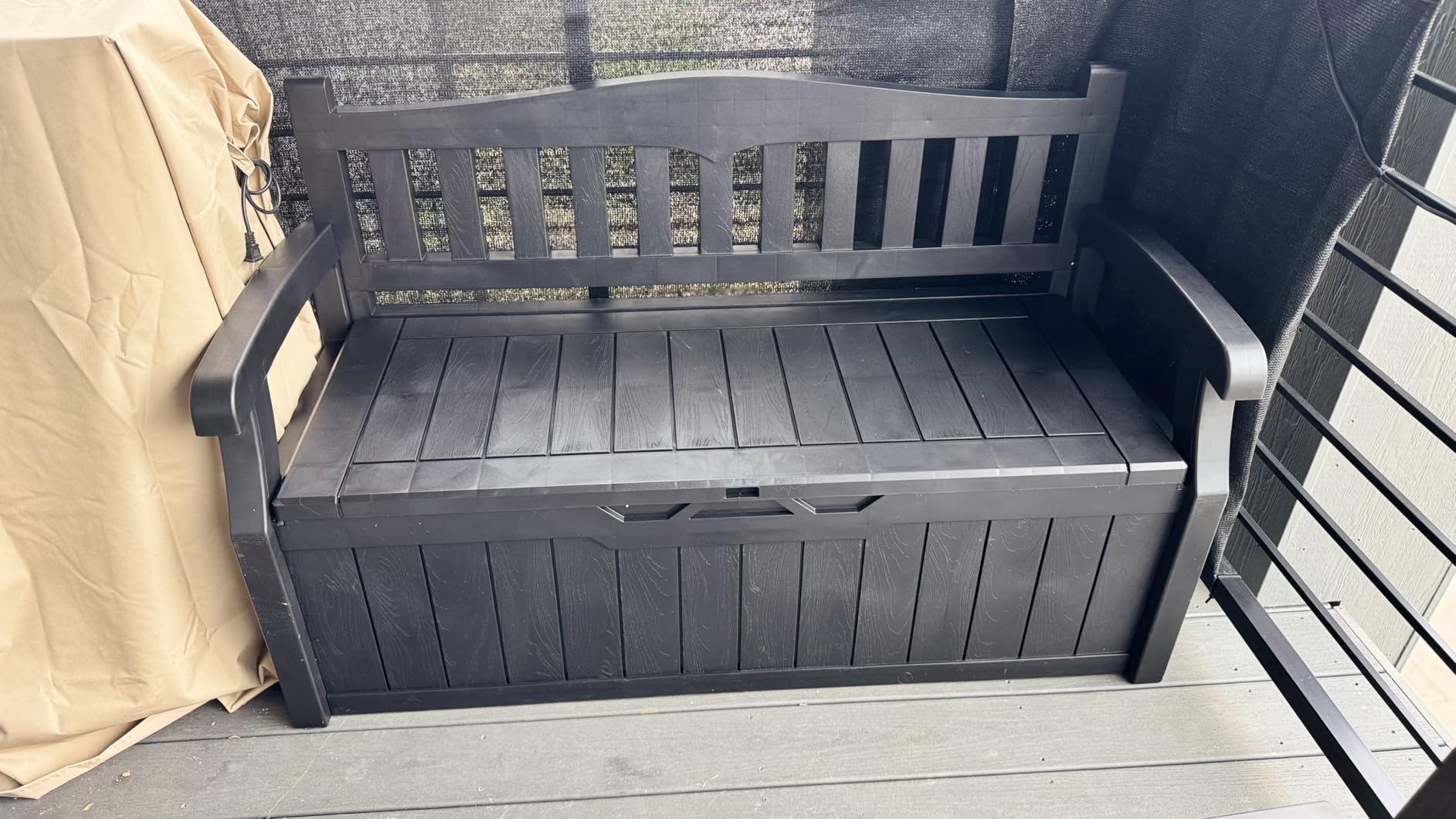 Devoko 80 Gallon Storage Bench Deck Box Waterproof&Lockable | Outdoor Benches for Patio Furniture, Garden Decor and Outdoor Seating for Cushions, Garden Tools and Pool Supplies customer photo 2