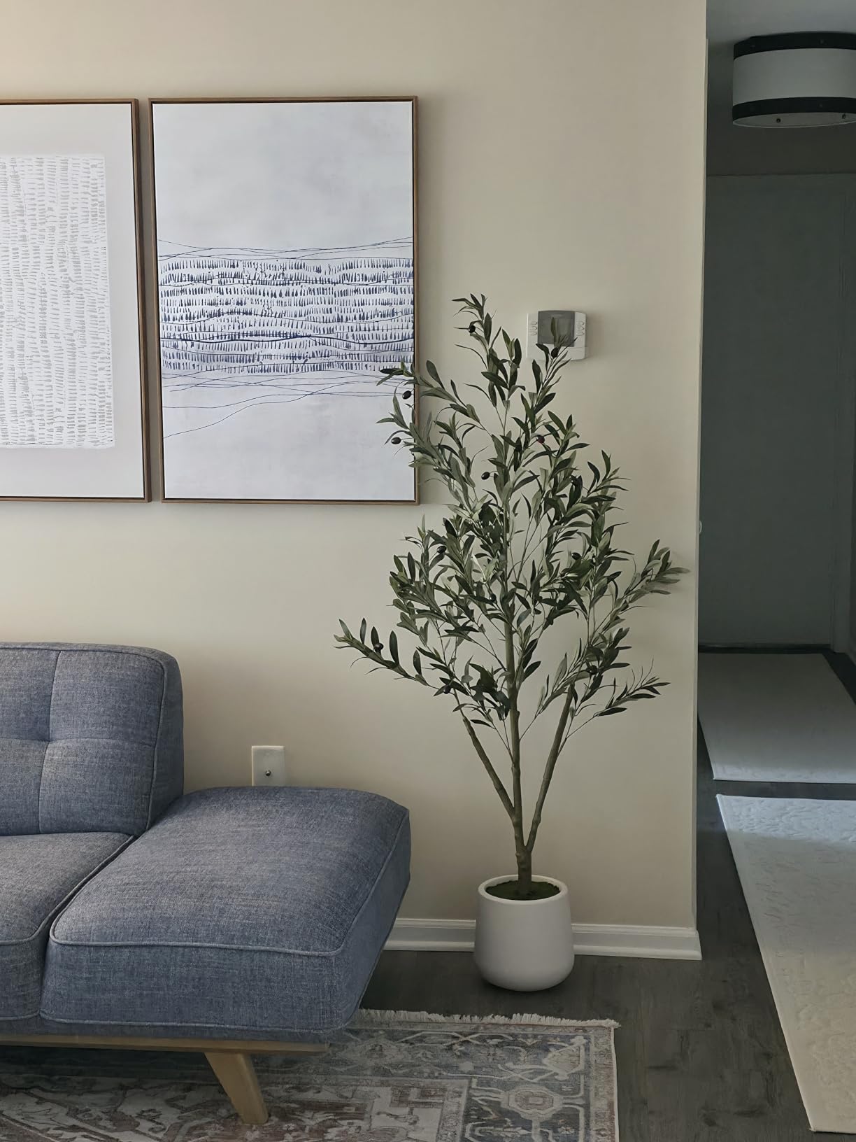 VIVATREES Olive Trees Artificial Indoor, 7FT Tall Faux Olive Tree with White Tall Planter customer photo 1