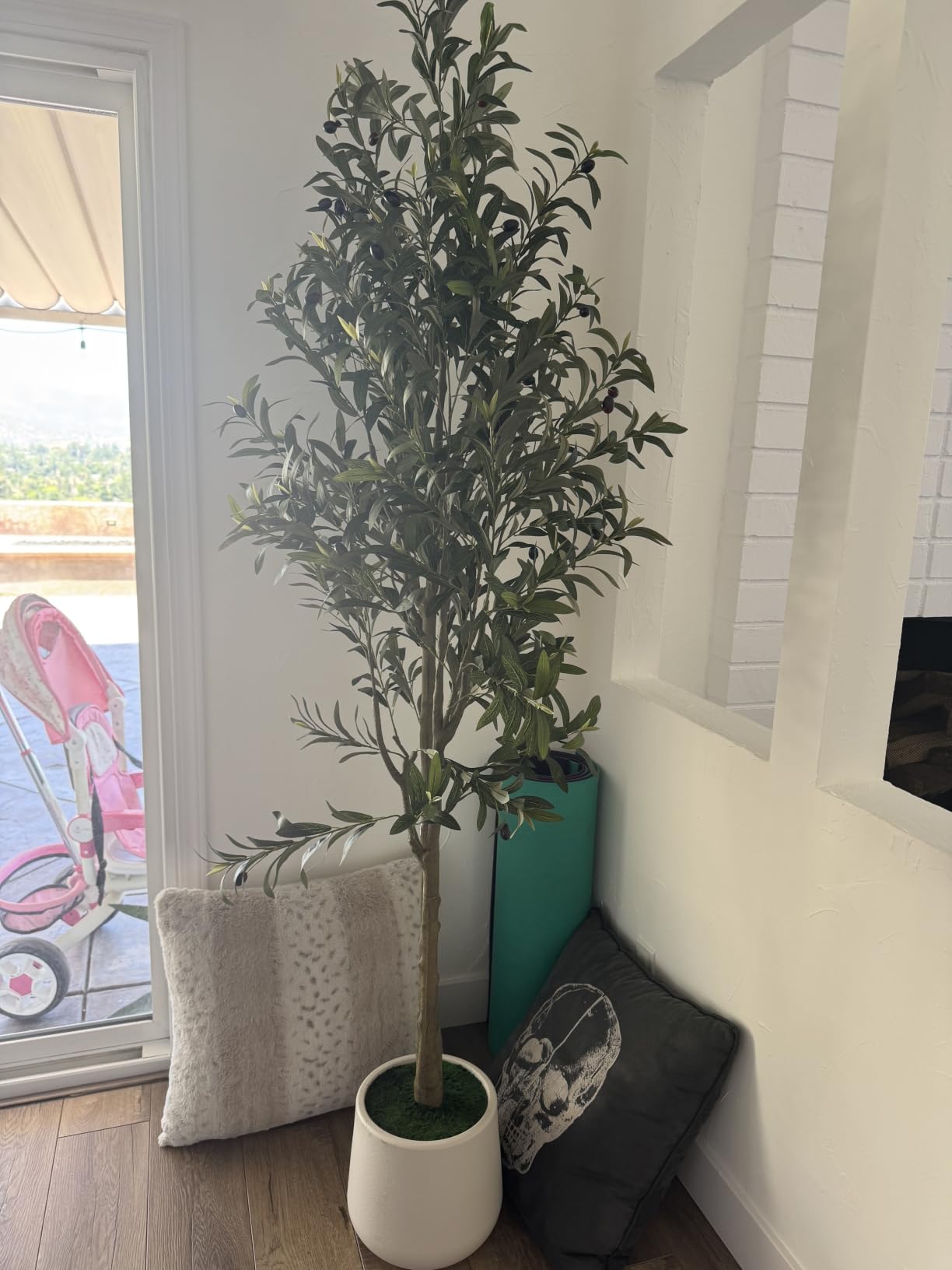 VIVATREES Olive Trees Artificial Indoor, 7FT Tall Faux Olive Tree with White Tall Planter customer photo 2