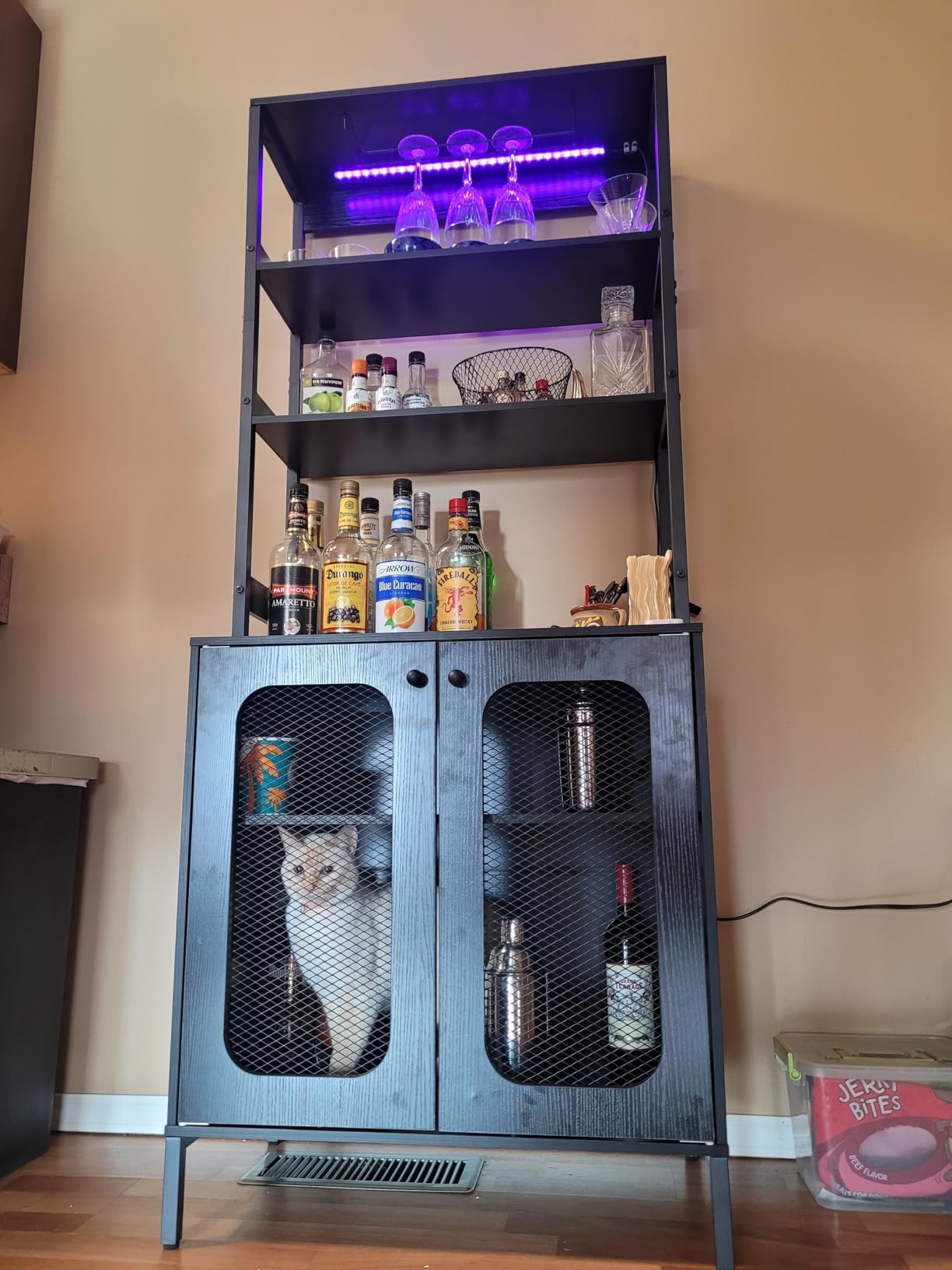 Aheaplus Bar Cabinet with Power Outlets, 67