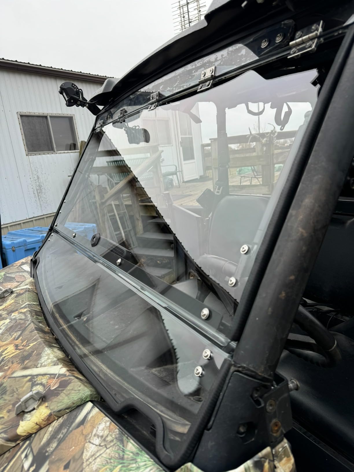 Flip Windshield Compatible with Polaris Ranger XP 1000 / Crew 1000 (2017-2026) XP 900 PC Front Full Window with Gas Struts, Hard Coated Scratch Resistant, Rattle-Free, Work with Grab Bar customer photo 1