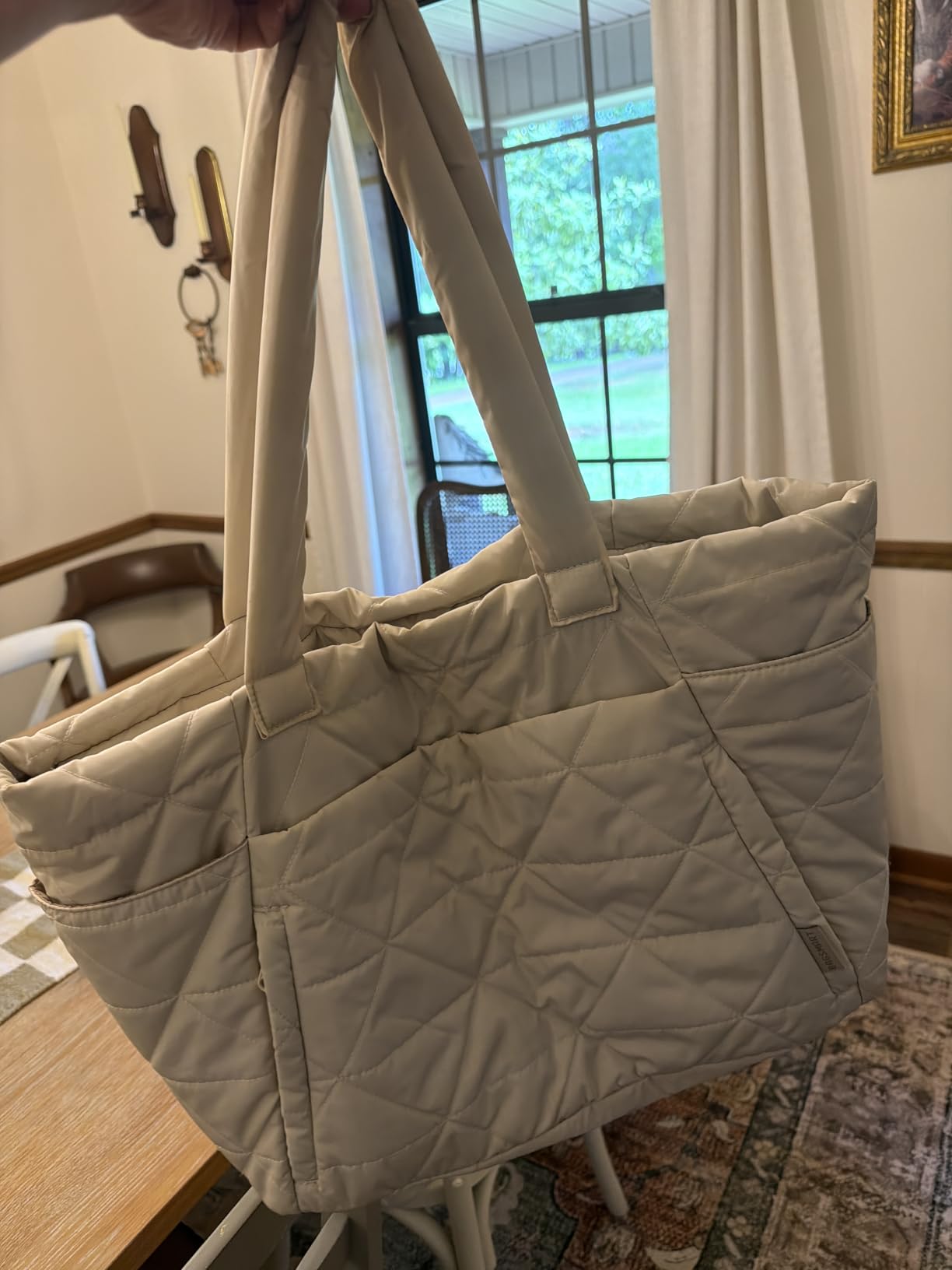 Tote Bag for Women, Puffer Tote Bag with Zipper, Large Quilted Shoulder Bag with Compartments for Travel, Work, Gym customer photo 1