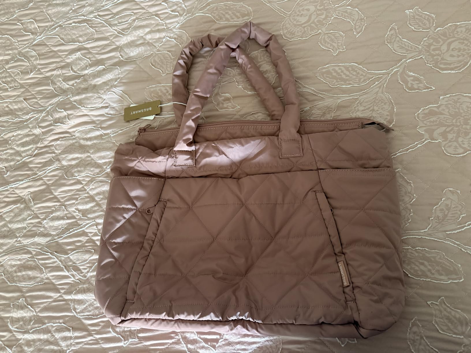 Tote Bag for Women, Puffer Tote Bag with Zipper, Large Quilted Shoulder Bag with Compartments for Travel, Work, Gym customer photo 2