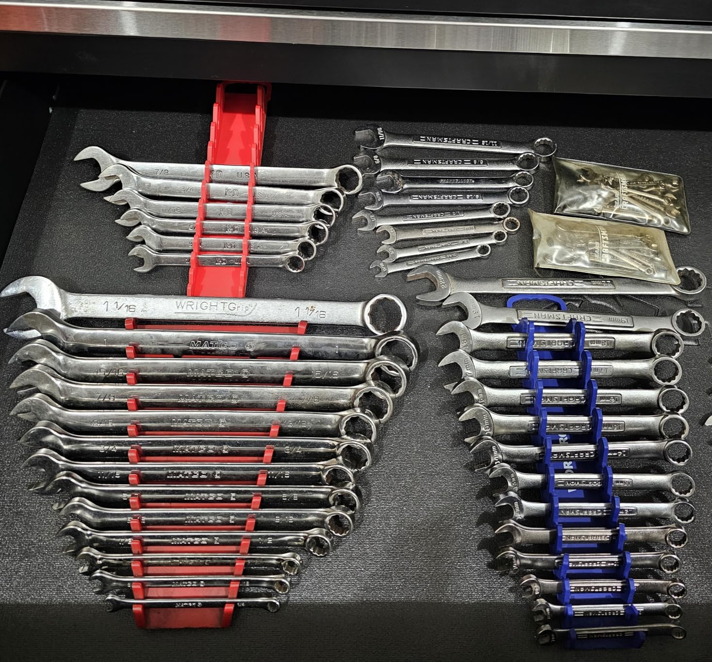 WORKPRO 8-Piece Magnetic Socket and Wrench Organizer Set, 6-Piece Socket Holders, 1/4 inch 3/8 inch 1/2 inch DR Tool Trays, For Metric SAE Sockets, 2-Piece Wrench Holders, For Metric SAE Wrenches customer photo 1