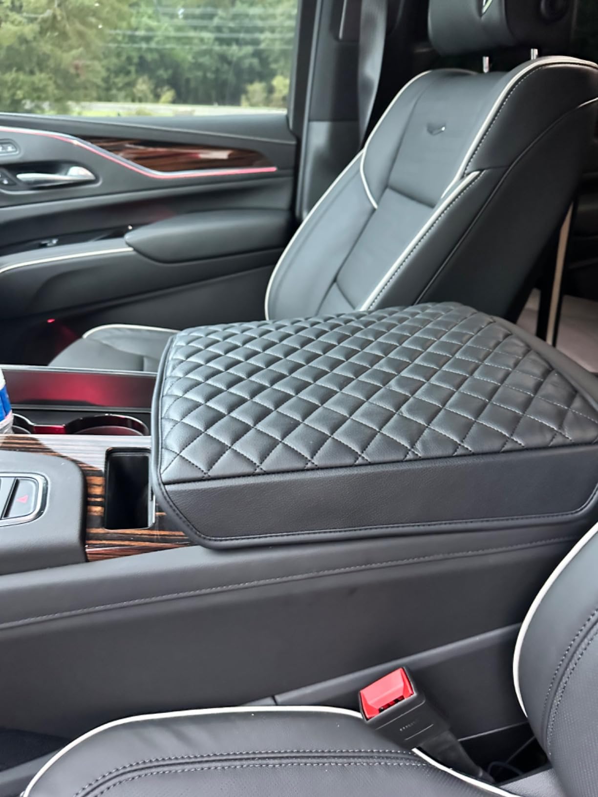 KBH Center Console Armrest Cover for Cadillac Escalade 2021-2026, Vinyl Leather, Car Arm Rest Lid Protector Cushion, Interior Accessories, Anti-Scratch, Black customer photo 1