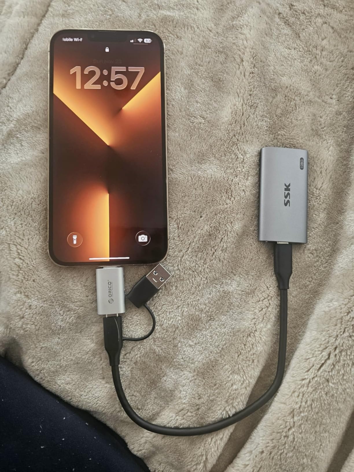 SSK 128GB Portable SSD External Hard Drive Solid State Drive up to 550MB/s, USB 3.2 Gen2 6Gbps External SSD, USB-C cable and USB-A adapter, LED, Trim & SMART, On-The-Go (OTG), Compact Design customer photo 2