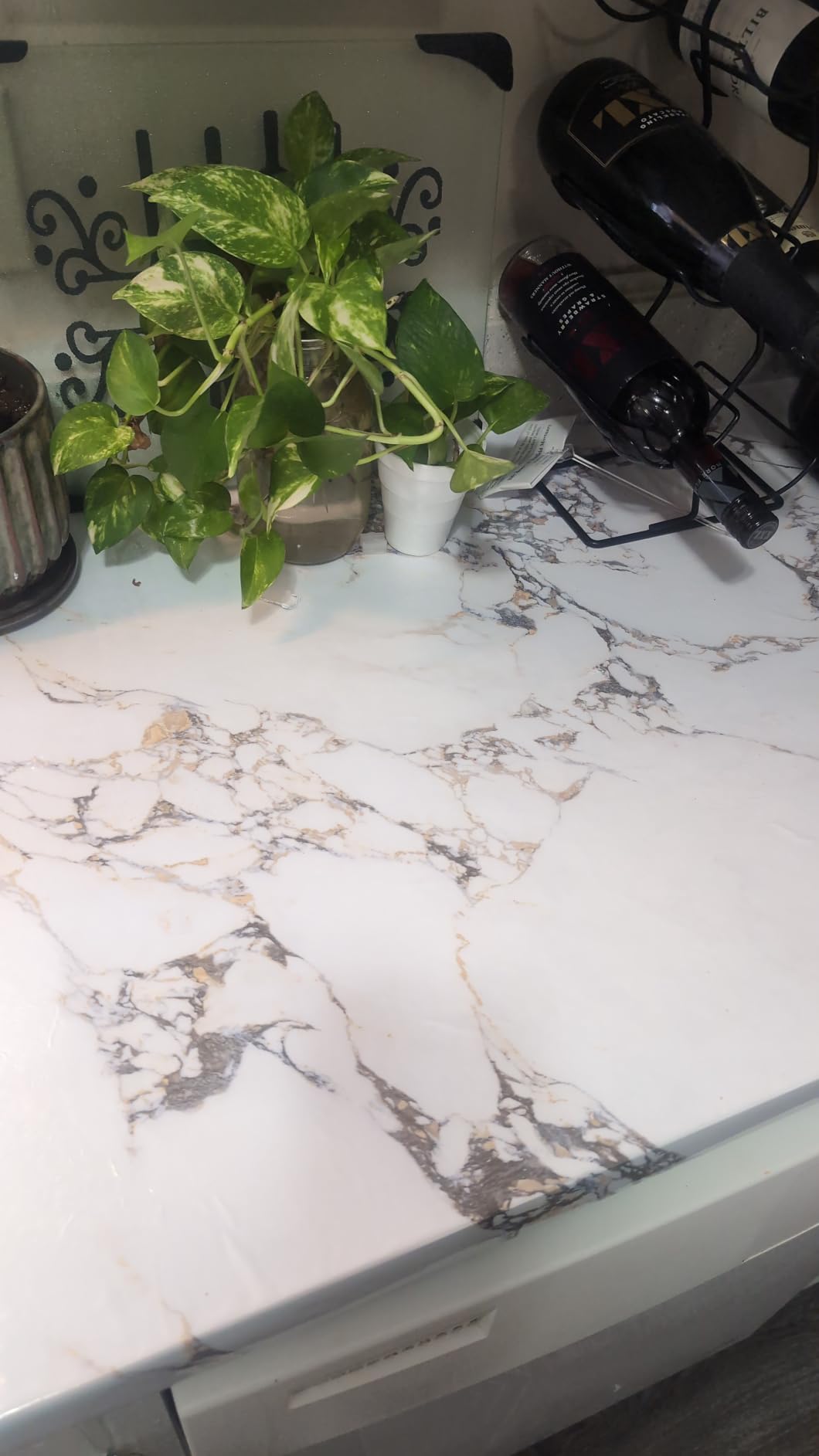 394x48inch Wide White Blue Marble Paper kitchen Granite Countertops Laminate Contact Paper Waterproof peel and stick Wallpaper Removable Vinyl Wrap Bathroom Counter Wall Top Sticker Pvc Marble Papers customer photo 1