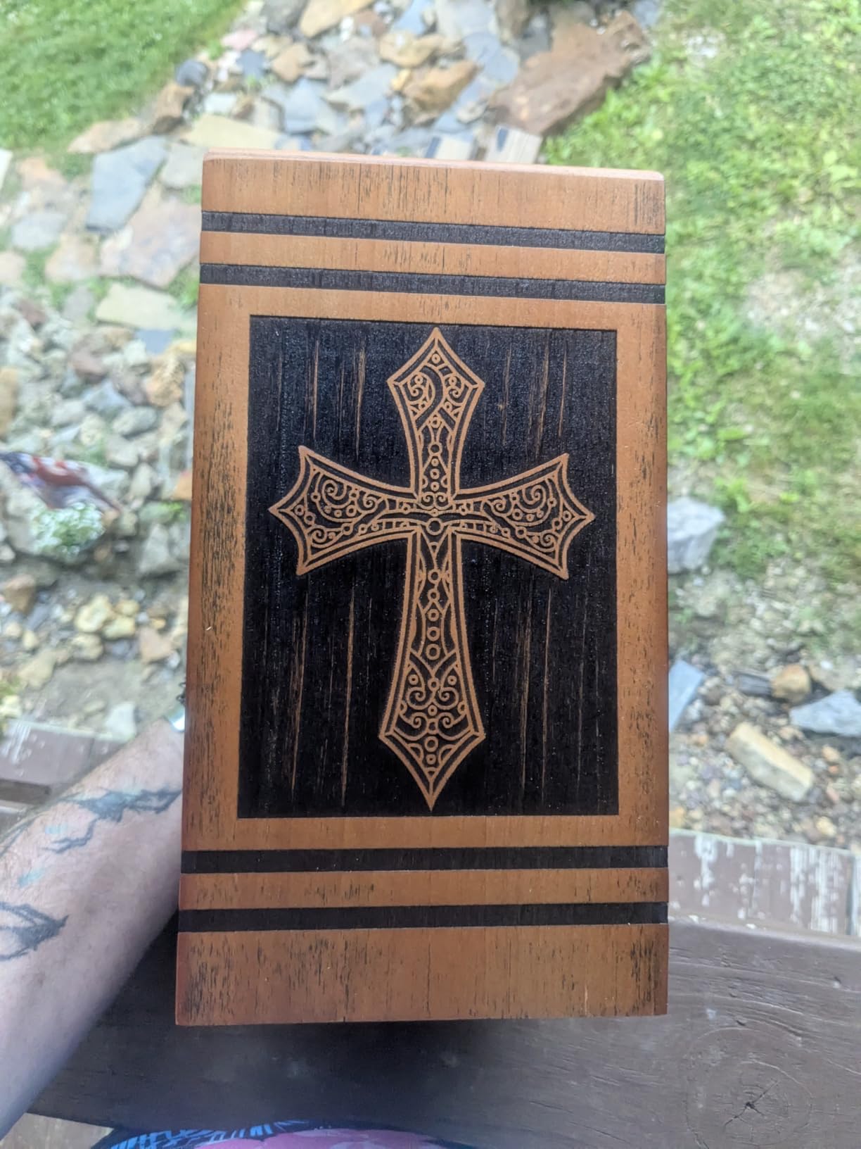 Wooden Cremation Urns for Human Ashes Adult Female Male, Handcrafted Solid Wood TSA Approved Tree of Life Urn for Ashes for Women with Bag, Full Size 300 Cubic Inches Urn (11.4 Inches H) customer photo 1