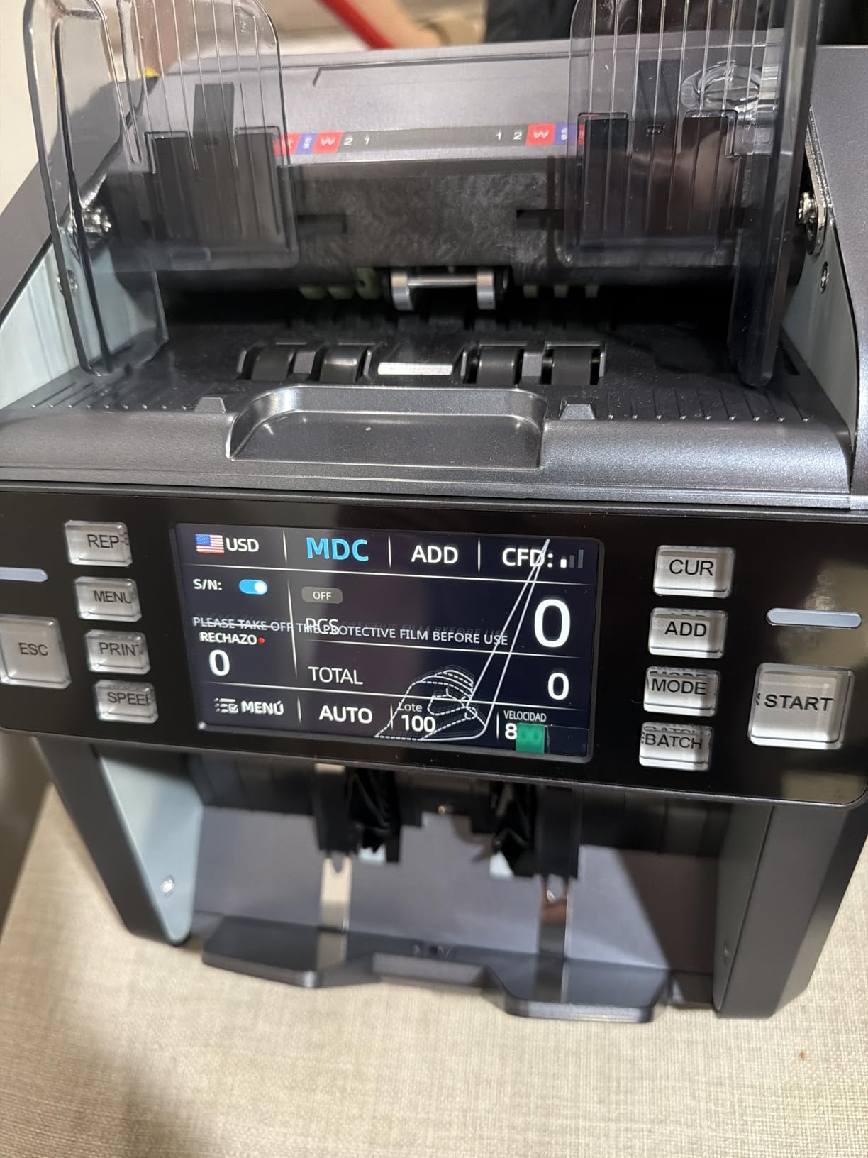 Aneken Mixed Denomination Money Counter with Counterfeit Detection, Touch Screen, and 2CIS/UV/MG/IR/DD/DBL/HLF/CHN, Value and Mixed Counting for Accurate Cash Counting, Gray customer photo 1
