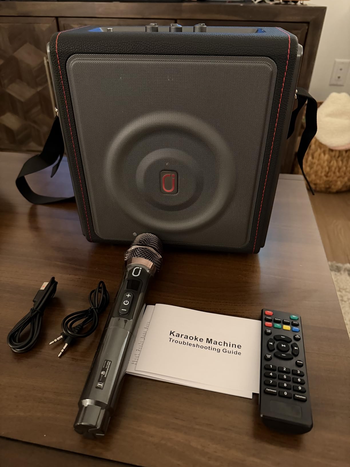 Karaoke Machine for Adults with 2 Wireless Microphones, 200W PA System | Pitch Correction, Bluetooth 5.3, Retro Leather Design, 24H Playtime, TV Connection, TWS Stereo and Live Performance Support customer photo 1