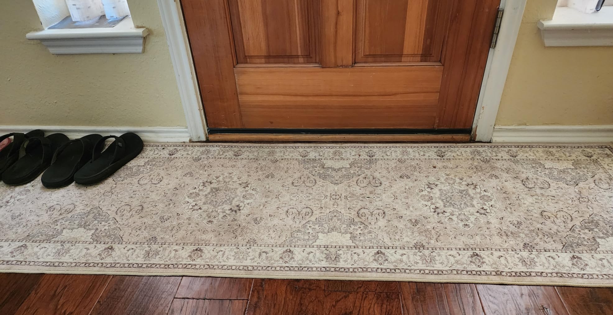 2x6 Hallway Washable Runner Rug : Vintage Soft Kitchen Laundry Runner with Non Slip Backing Farmhouse Entryway Living Room Floor Mat Stain Resistant Carpet for Bedroom Bathroom Distressed Beside Rug customer photo 2
