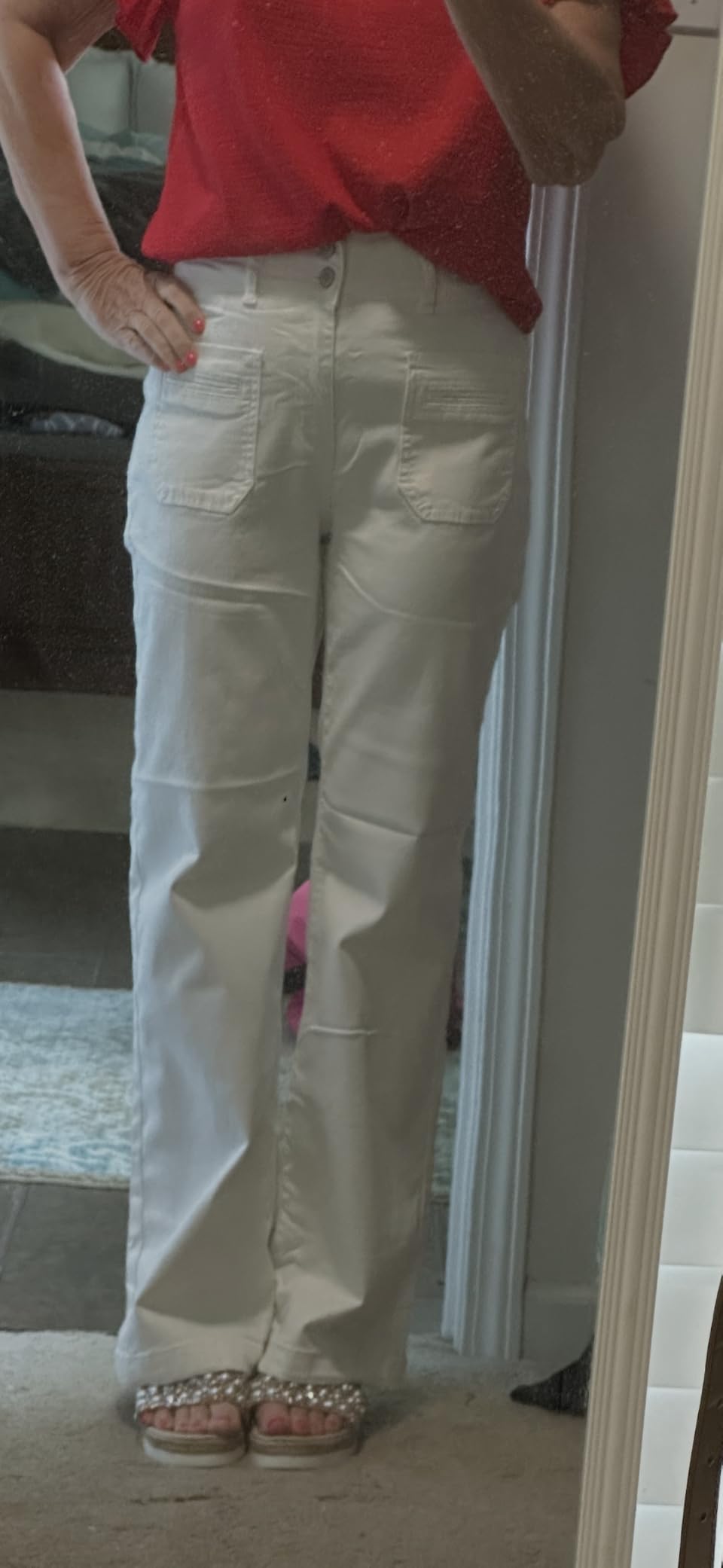 Sidefeel Women's Wide Leg Jeans High Waisted Denim Pants | Double Button Waistband,Tummy Control,Front Patch Pockets,Full Length,High Rise,Stretchy Fabric,Casual Daily Wear customer photo 1