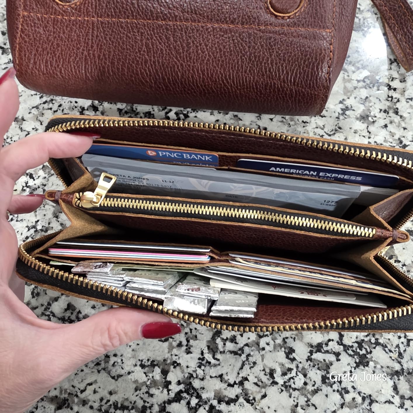 Portland Leather Goods Women's Accordion Zip Wallet - Handcrafted in Durable, Full-Grain Leather - 8 Card Slots & Secure Zippered Pocket - Cognac customer photo 1
