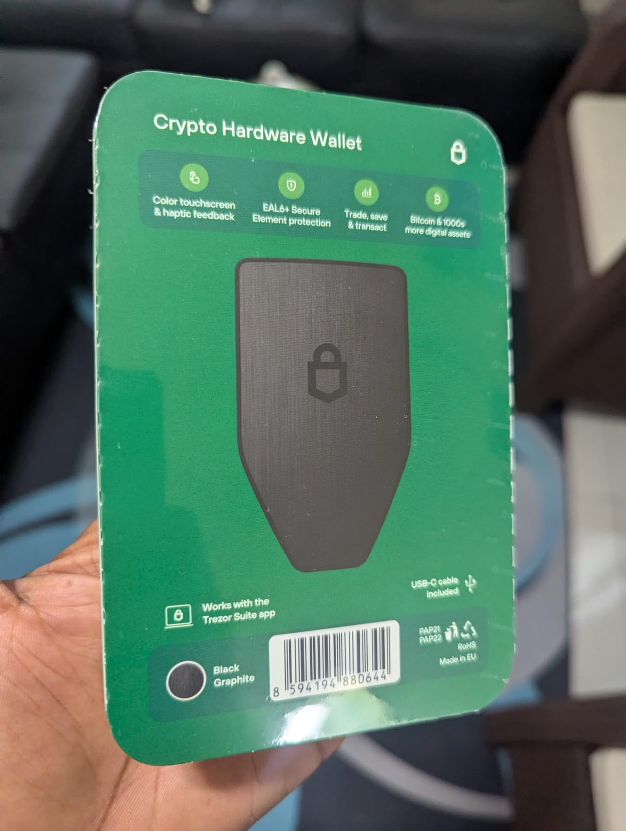 Trezor Safe 5 - Crypto Hardware Wallet with Secure Element & Passphrase, Color Touchscreen, Haptic Feedback, Charcoal Black customer photo 1
