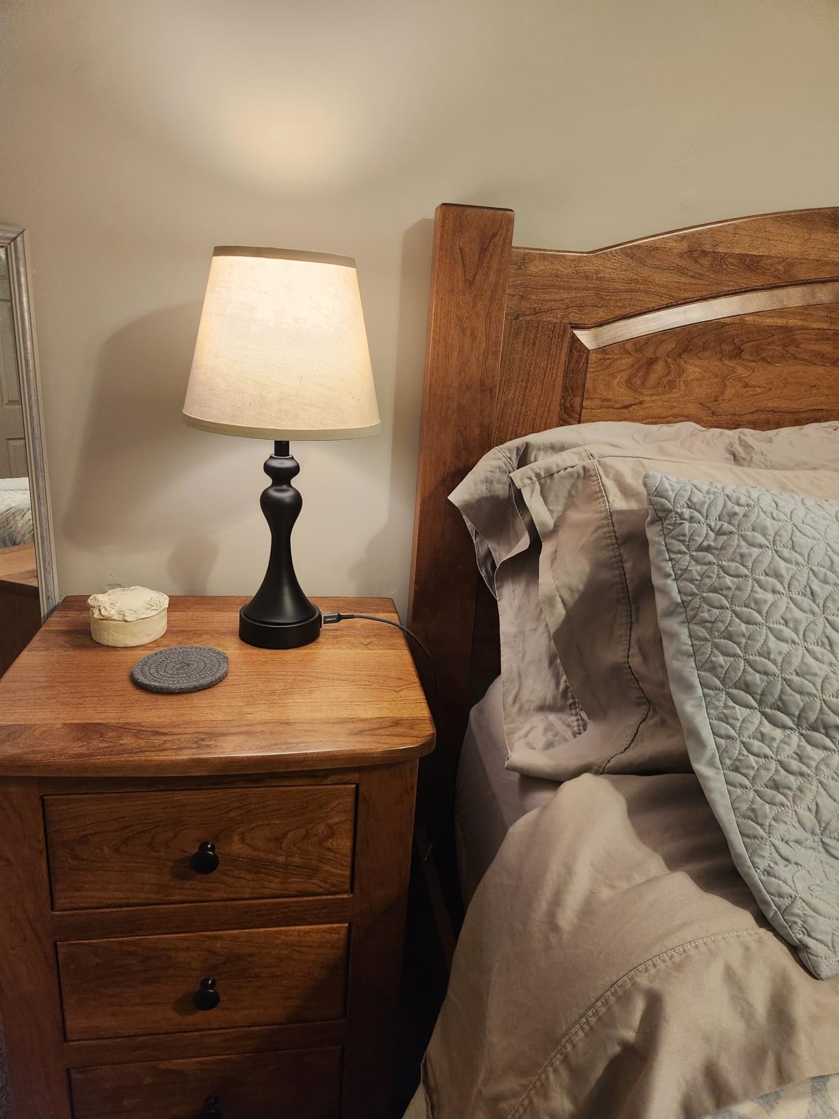 Touch Lamps for Nightstand, 3 Way Dimmable Bedside Lamps with USB C+A Ports | Touch Control, LED Bulb Included, Small Black Table Lamp for Bedroom, Night Stands, End Table, Gift, Corded customer photo 2
