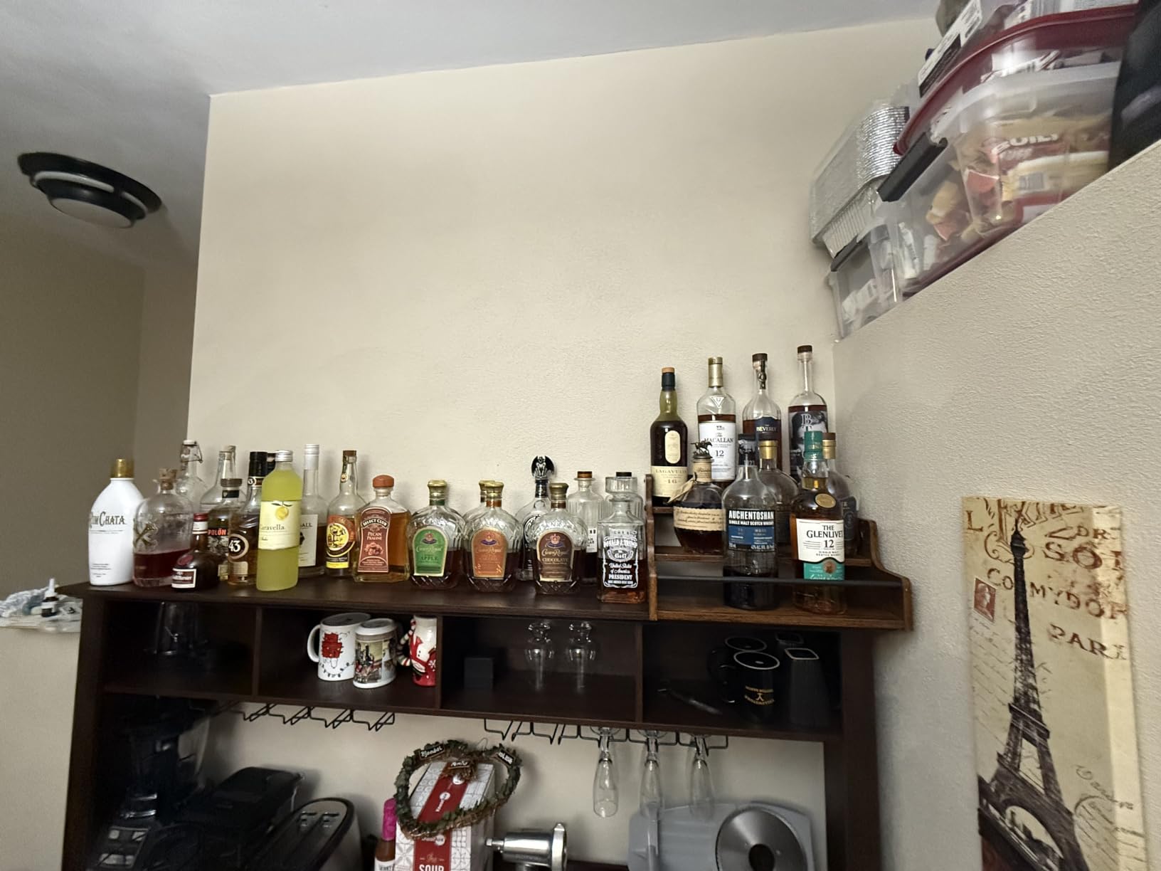 KLM Liquor Bottle Display Shelf, Coffee Syrup Rack Organizer, 3 Step Countertop Liquor Wine Rack, mini bar, liquor cabinet, Home Retro Bar Shelf Stand for Liquor Whiskey, Spirits customer photo 1