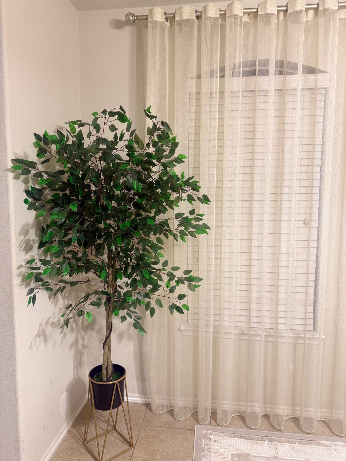 VECELO Artificial Ficus Tree with Sturdy Nursery Pot, 5FT Faux Silk Plant for Indoor Outdoor Home Garden Decor, 1 Pack customer photo 1