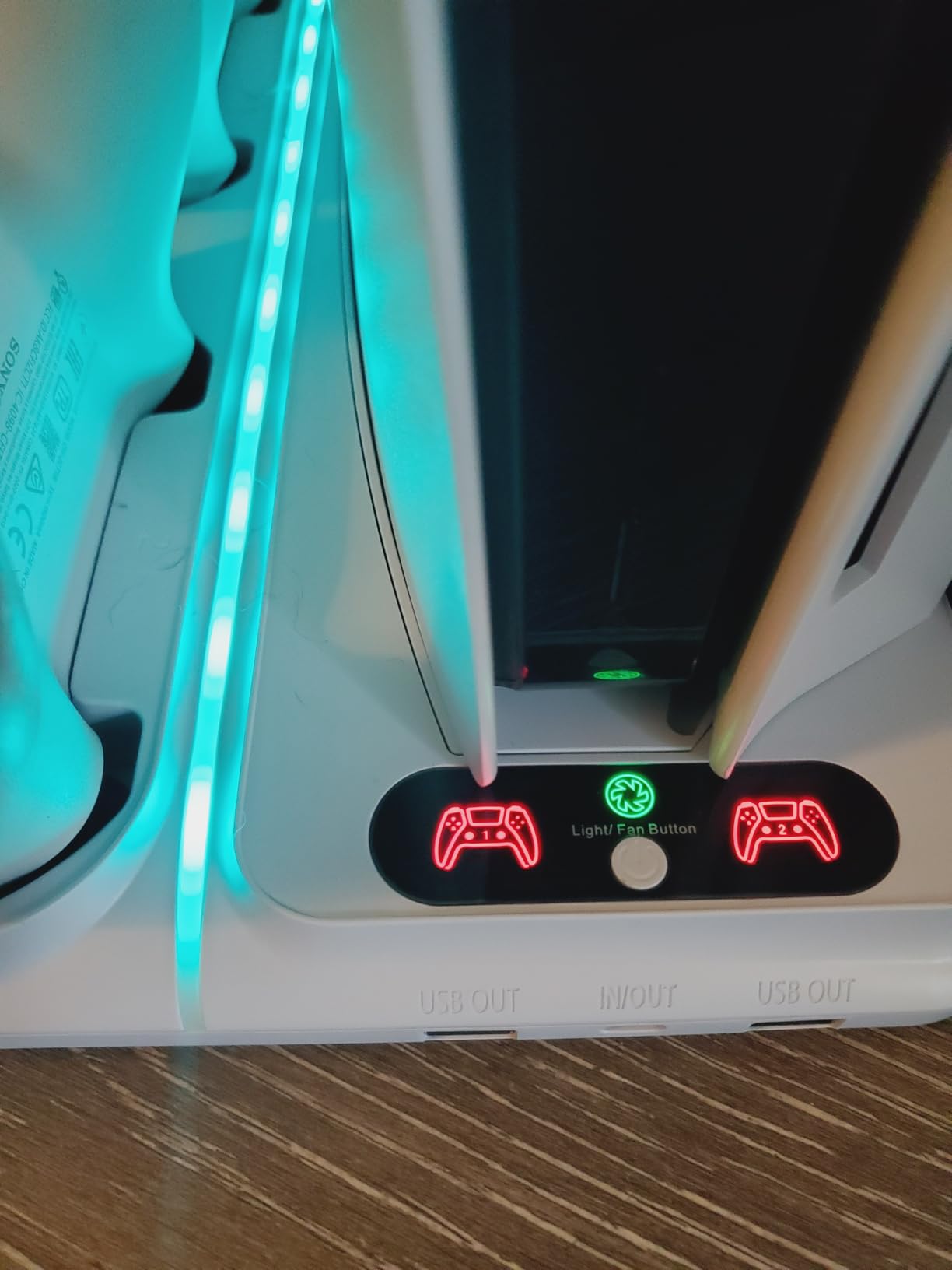 heclynis PS5 Cooling Stand for PS5/Slim/Pro, Dual Charger, RGB | Sturdy stand for PS5/Slim/Pro cools console, charges 2 controllers, stores 12 games and adds RGB lighting customer photo 2