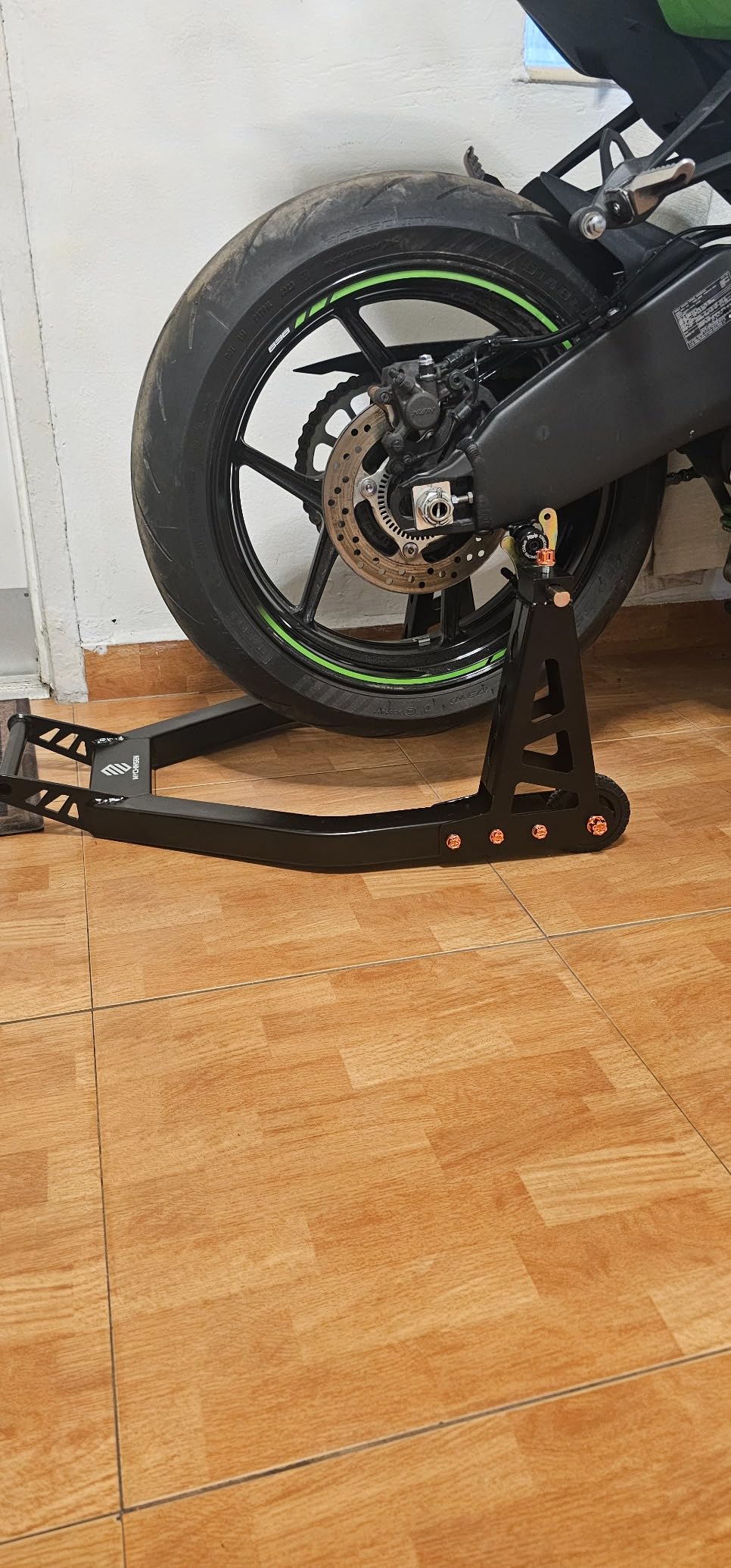 880lbs Aluminum Motorcycle Stand Front and Rear Combo Wheel Lift Stands, with U+L Adjustable Swingarm Spool Paddock Stands customer photo 2