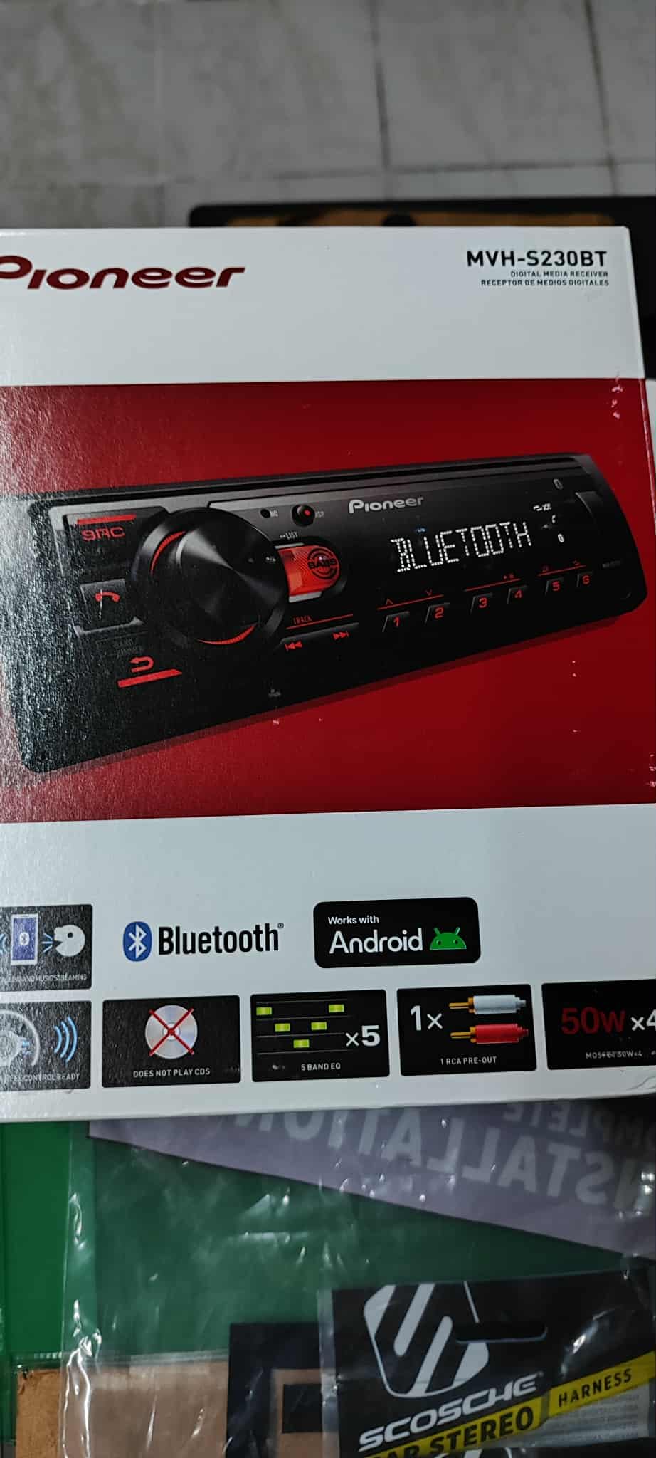 Pioneer MVH-S230BT 1-Din Car Stereo with Bluetooth, USB, AM/FM Radio | Digital Media Receiver, 50W x 4 Output, iPhone/Android Compatible, Front/SW (mono) Selectable RCA Output customer photo 1
