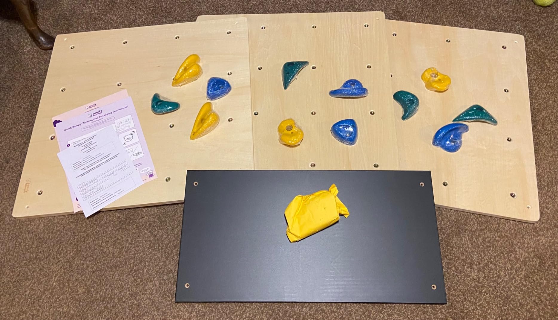 ComfyBumpy Rock Climbing Wall for Kids | Indoor Playground Play Gym Set with Drawing Blackboard & 12 Non-Slip Holds | Durable Wooden Climber for Ages 3+ | 132 lbs Capacity | Easy Assembly customer photo 2