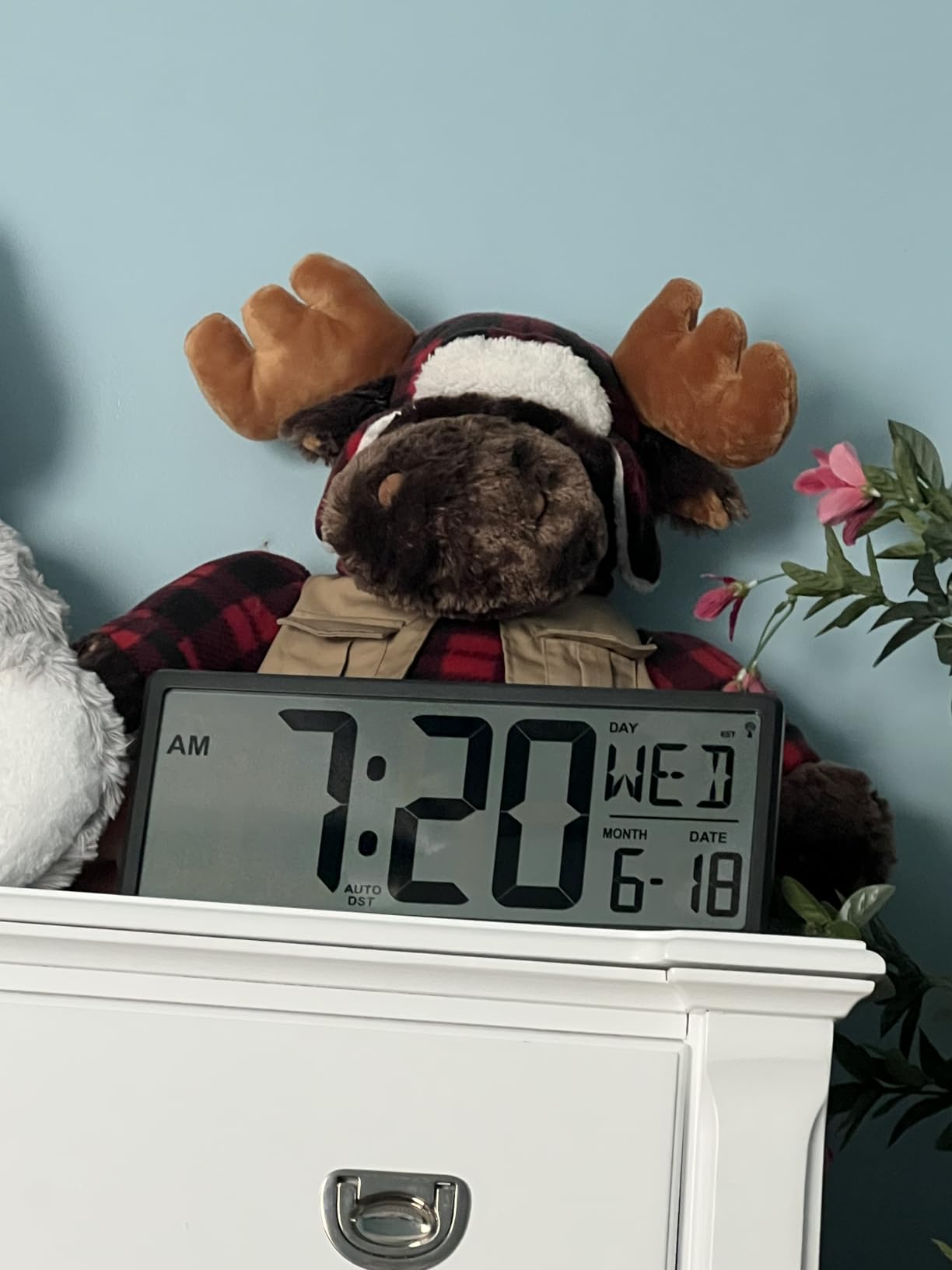 14.5' Atomic Digital Wall Clock Battery Operated with Backlight | Large Display with Temperature and Date, Easy to Read and Set, Auto DST, 4 Time Zone customer photo 2