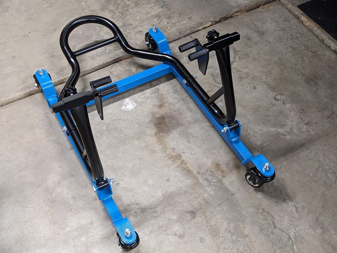 Motorcycle Rear Stand, Heavy-Duty Lift with 4 Casters, 750 lb Capacity, Dual-Layer Steel, Wide Base, Rust-Resistant Finish, Adjustable Width Design customer photo 2