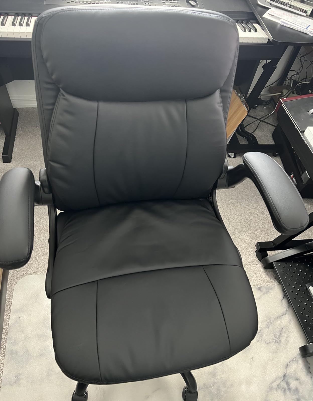 Misolant Drafting Chair, Tall Office Chair for Standing Desk, High Leather Executive Office Chair with Adjustable Height and Flip-up Armrest for Counter Height Desk customer photo 2