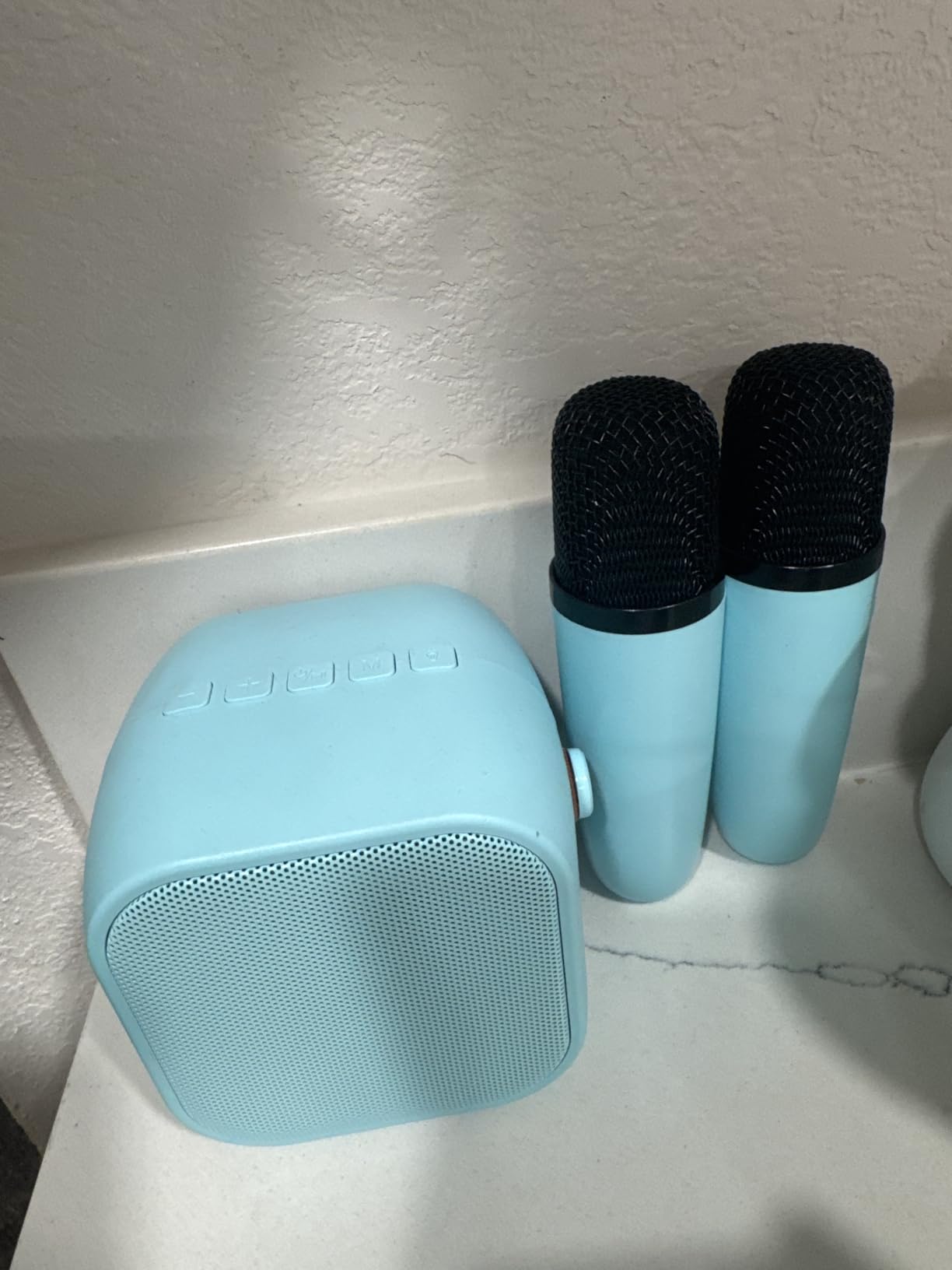Mini Karaoke Machine, Portable Bluetooth Karaoke Speaker with 2 Wireless Microphones, Singing Machine with Party Lights for Kids and Adults, Birthday Gifts for Girls Boys Family Home Party customer photo 1