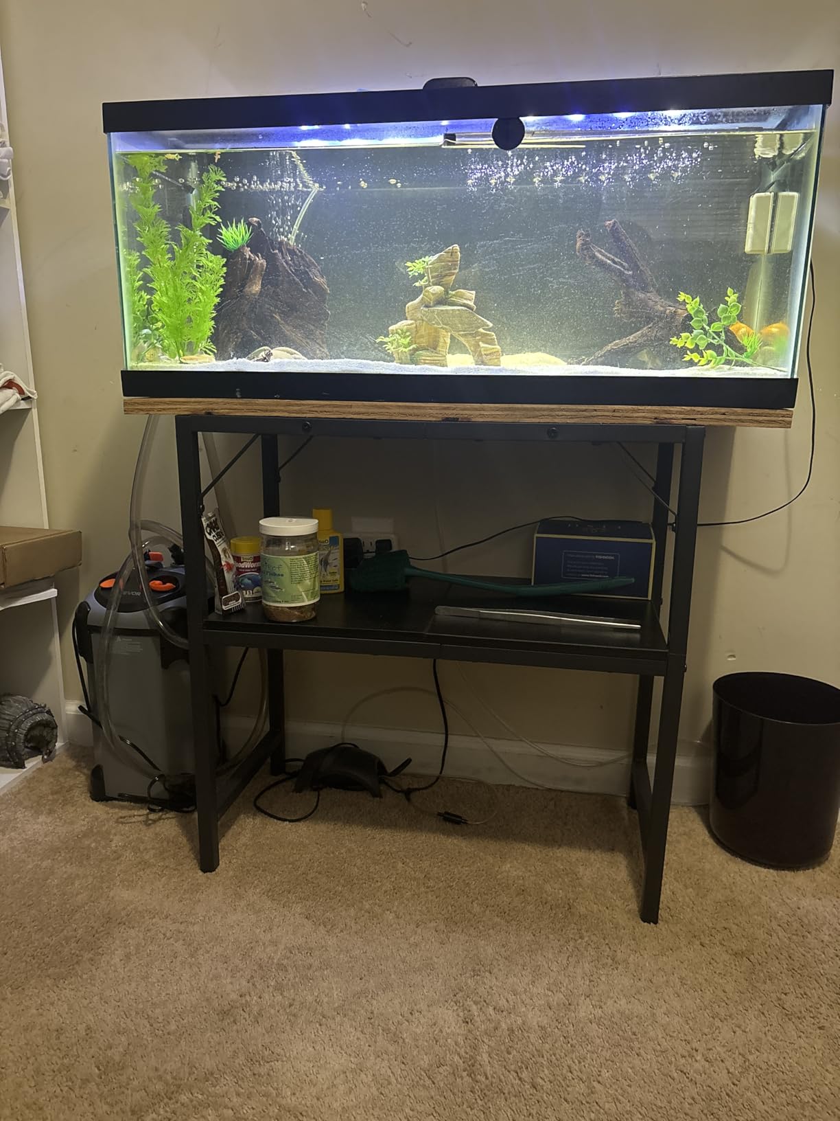 MAHANCRIS 20 Gallon Fish Tank Stand, Aquarium Stand with 2-Tier Storage Shelves, Heavy Duty Breeder Turtle Terrarium Stand Rack for Home Office, 24.0