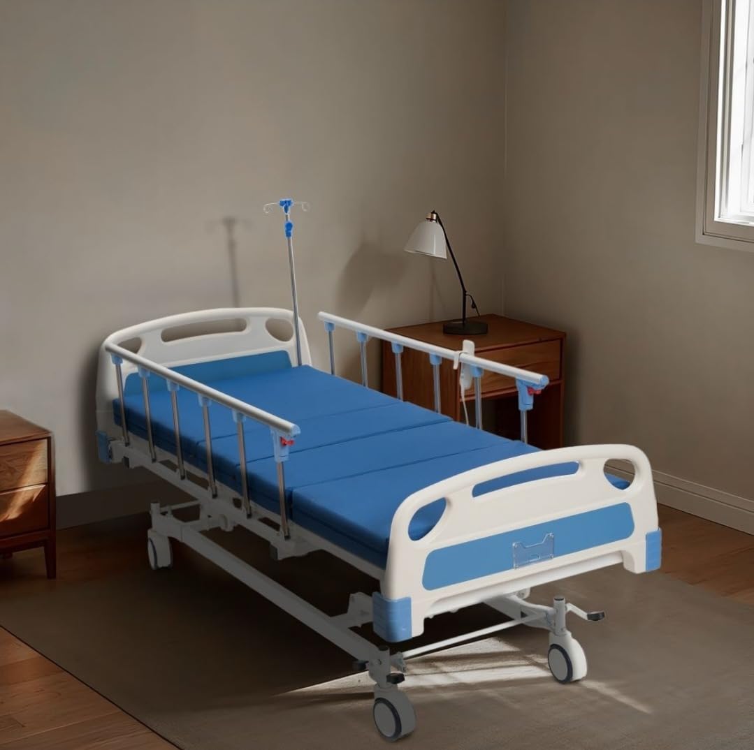 Real Relax Premium 3 Function Full Electric Hospital Bed (with Mattress & IV Pole), Premium Medical Hospital Beds, with Locking Casters, Motor, 530LBS Loading, Includes Sheets (2X) customer photo 1