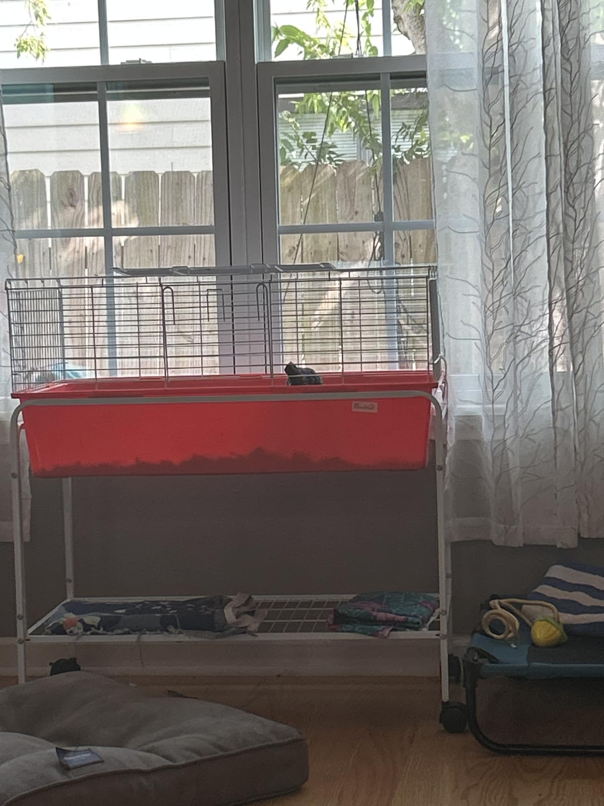 PawHut Two-Story Small Animal Cage Removable from Stand, Guinea Pig Cage with Shelf & Wheels, Pet Habitat for Hedgehog, Chinchilla, Ferret, 39