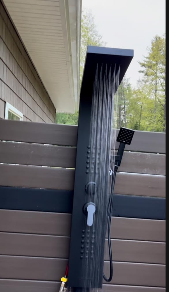 ROVATE Shower Panel Tower System with Rainfall Shower Head, Matte Black | Shower Tower with Powerful Body Jets, Handheld Shower and Tub Spout, Stainless Steel Shower Column Black High Pressure customer photo 2