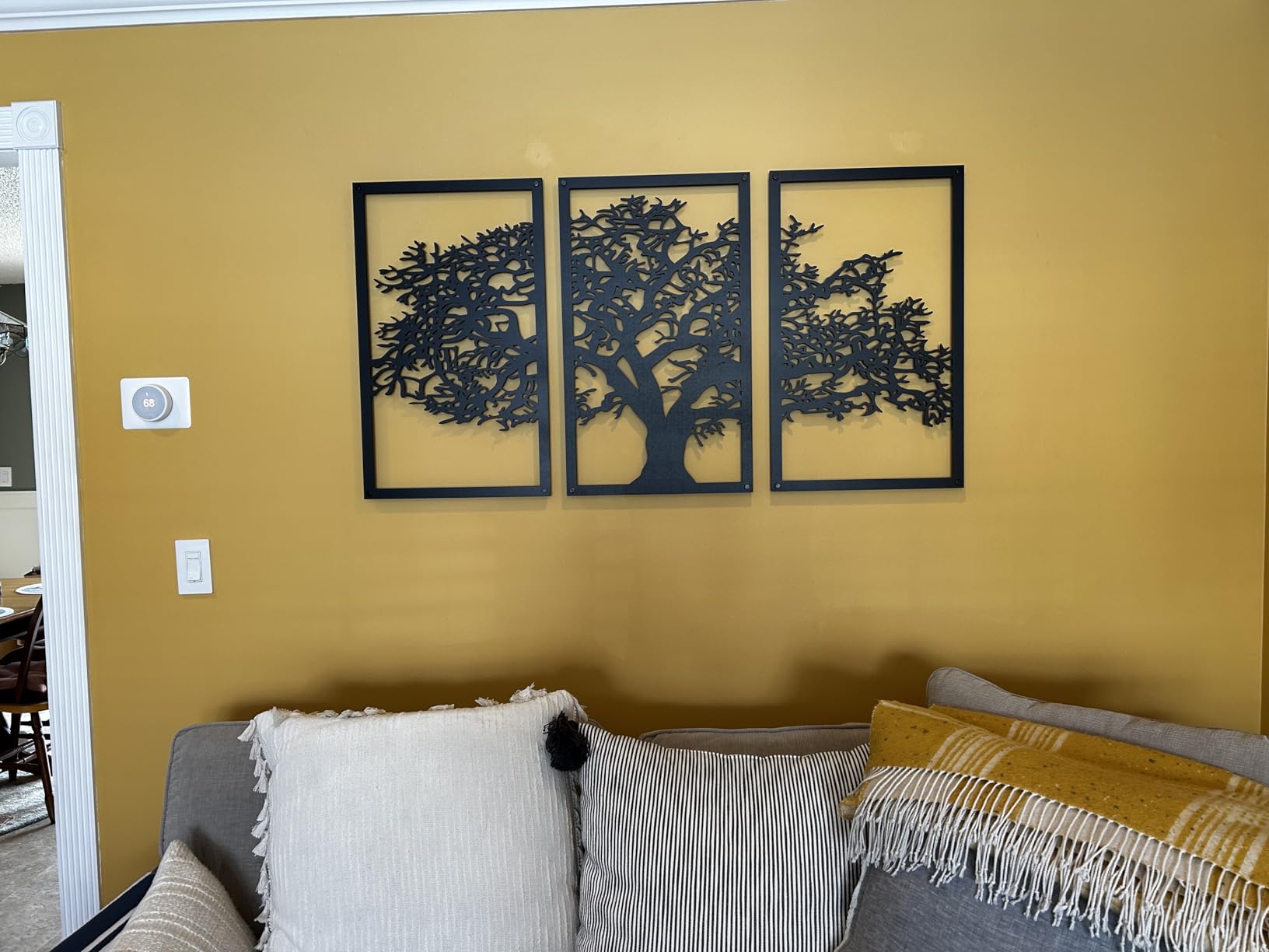 Vailla Tree of Life Wall Art 3pcs Family Tree Wall Decor 3D Wooden Wall Hanging Sculpture Modern Home Decoration 3 Panels Textured Sculptures for Living Room Bedroom Office Dinnig Room customer photo 1
