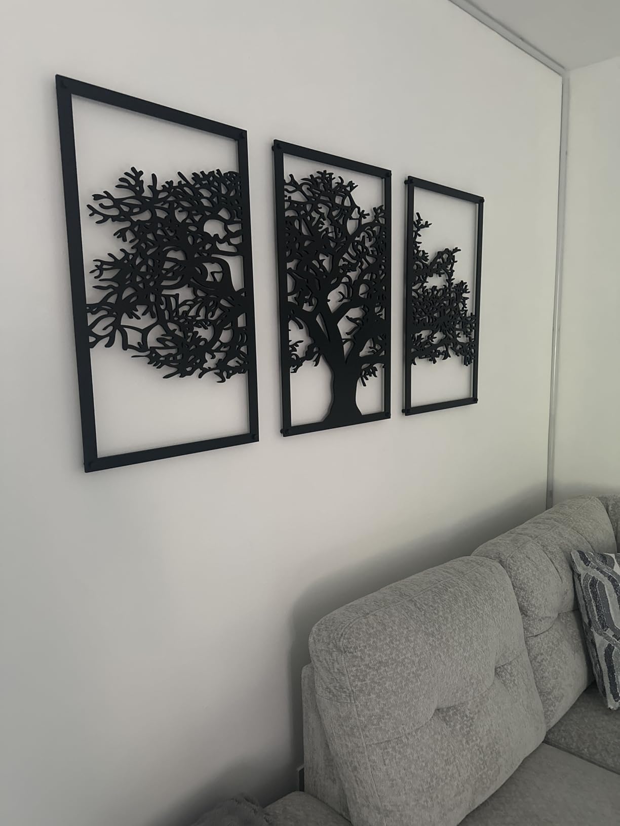 Vailla Tree of Life Wall Art 3pcs Family Tree Wall Decor 3D Wooden Wall Hanging Sculpture Modern Home Decoration 3 Panels Textured Sculptures for Living Room Bedroom Office Dinnig Room customer photo 2