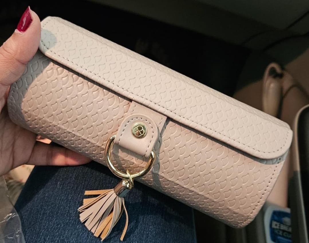 VLANDO Travel Jewelry Case for Women, Travel Essential, Travel Must Haves Jewelry Travel Organizer for Girls, Christmas Gift for Travelers Couples Mom Friends - Light Pink customer photo 2