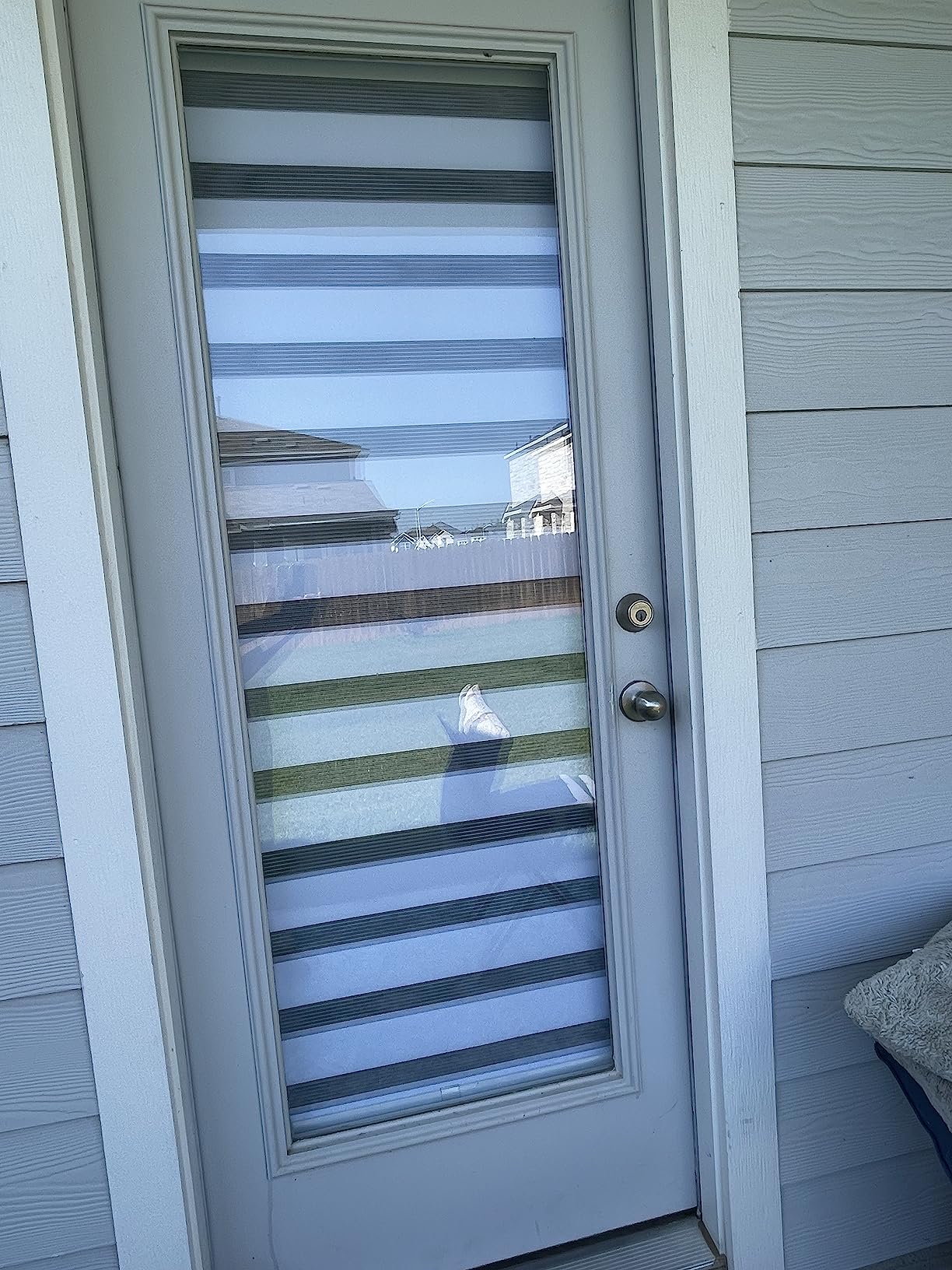 AOSKY Cordless Zebra Blinds for Windows Pull Down Roller Window Shades Dual Layer Light Filtering Privacy for Day and Night, Free-Stop Door Shades for Home Easy to Install (34