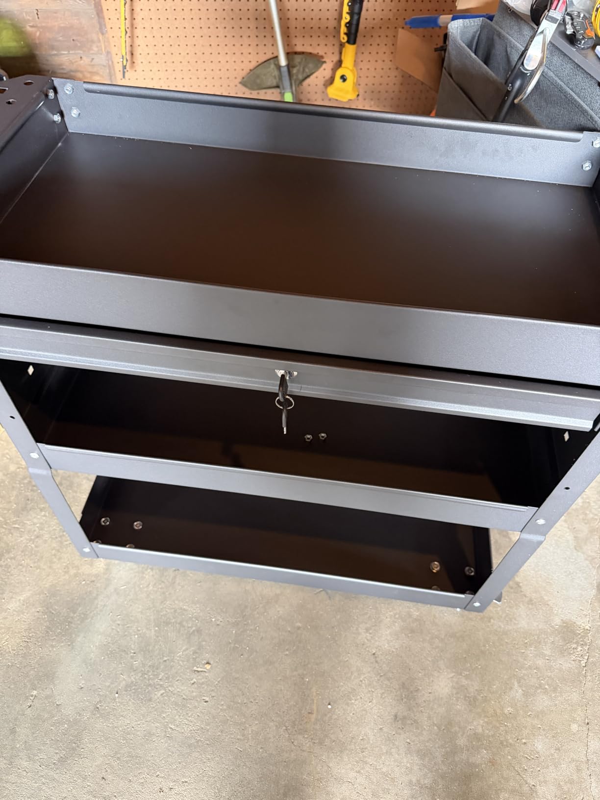 3 Tier Heavy Duty Rolling Tool Cart with Drawers, Large Storage Utility Cart on Wheels for Garage, Warehouse, Repair Shop (Black) customer photo 1