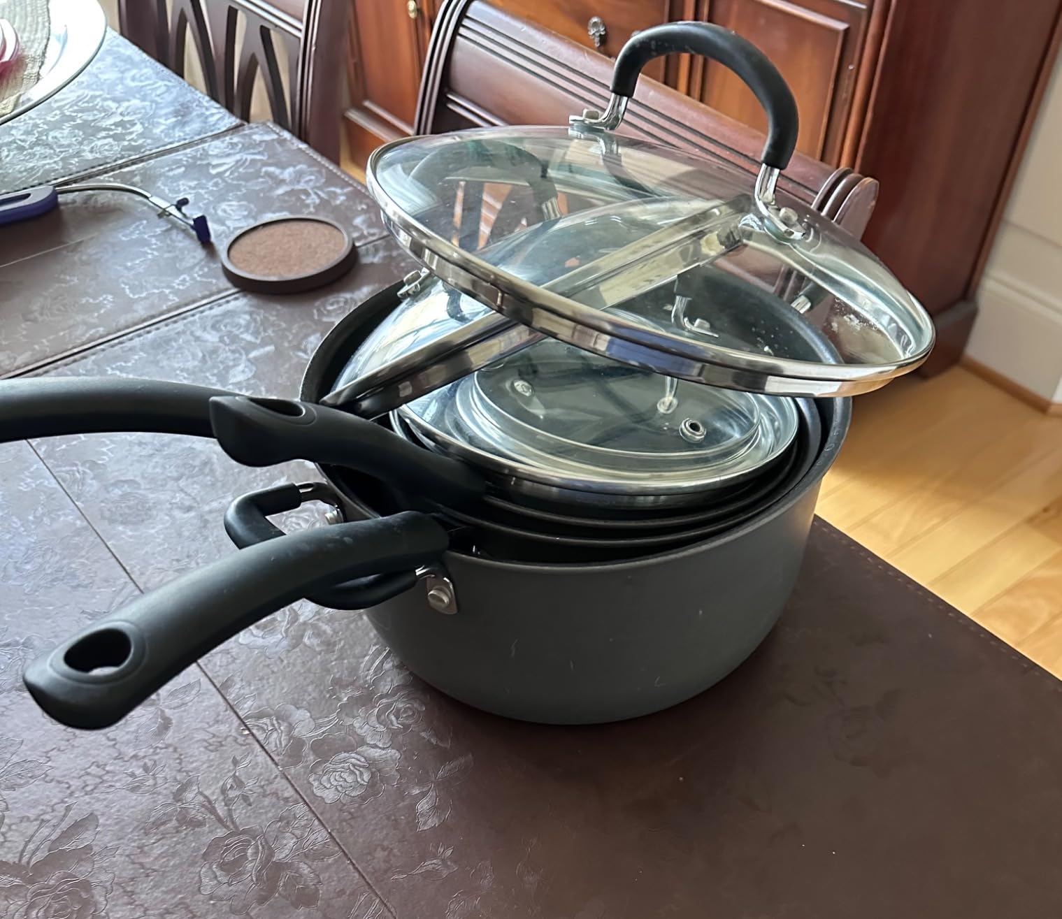 Nonstick Pots and Pans Set - 20 Pack KIKCOIN Stackable Cookware Set with Detachable Handle, RV Kitchen Cooking Set with Removable Handles - Oven Safe, Induction Ready (Black) customer photo 1