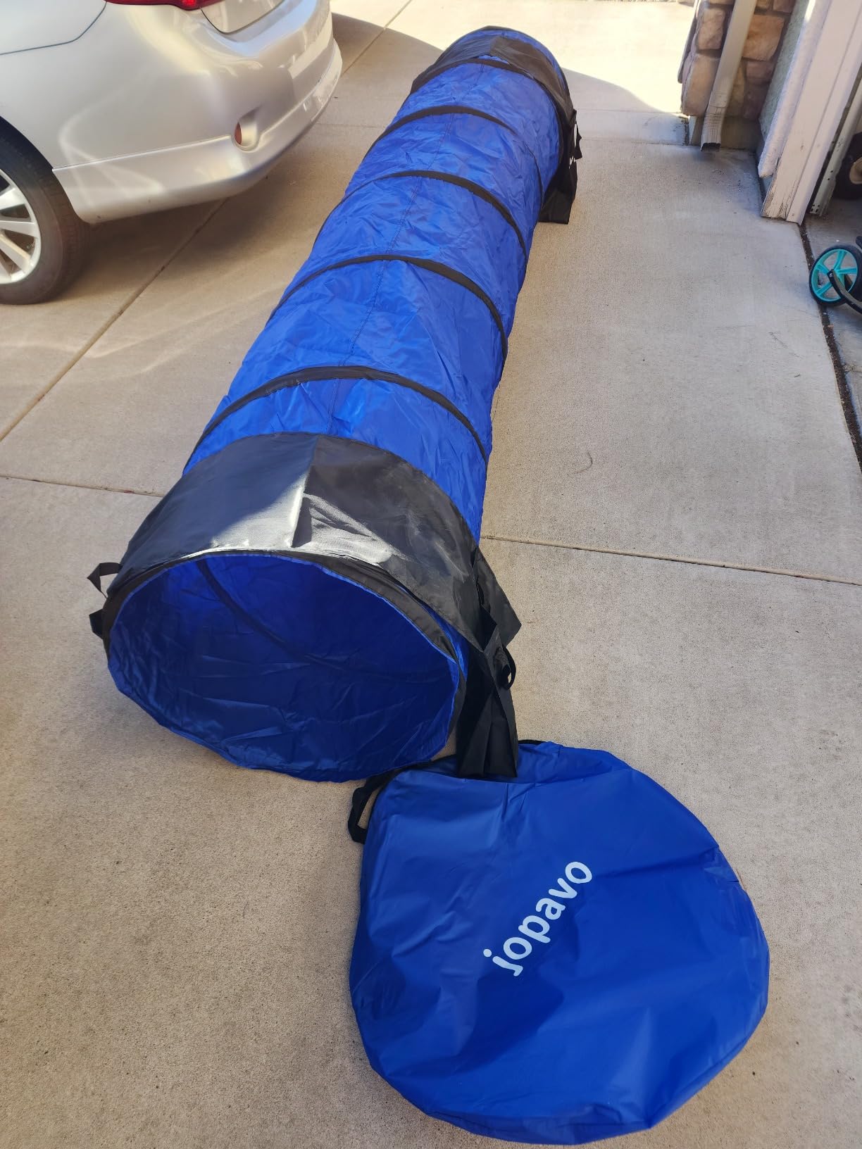 Dog Agility Training Equipment Tunnel:JOPAVO 10 Foot Agility Tunnel with 2 Pack Sandbags, Carry Bag and 4 Ground Spikes.Ideal Agility Equipment for Dog Obstacle Course,Exercise&Park customer photo 2