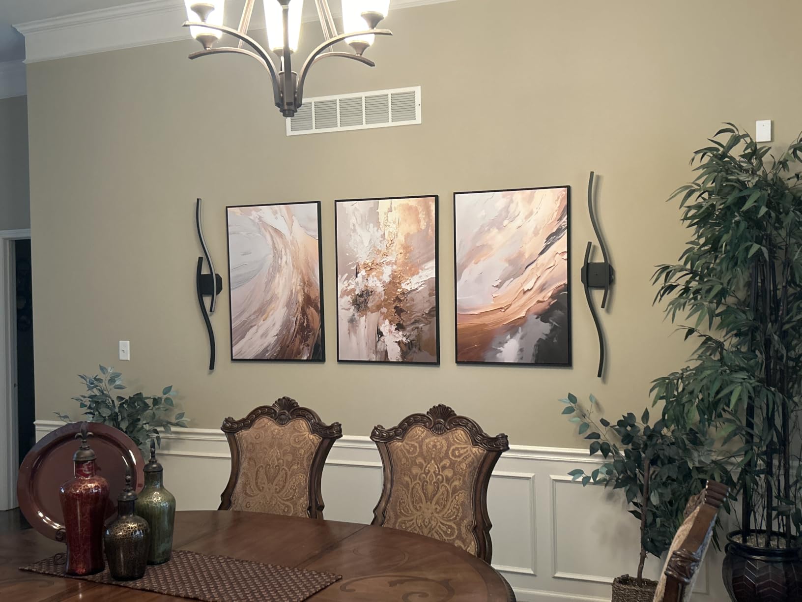 Large Framed Neutral Abstract Wall Art for Living Room, 3 Piece Modern Canvas Prints Paintings Artwork for Walls, Black and Beige Pictures for Living Room Hallway Stair Office Wall Decor 24x36 Inch customer photo 1