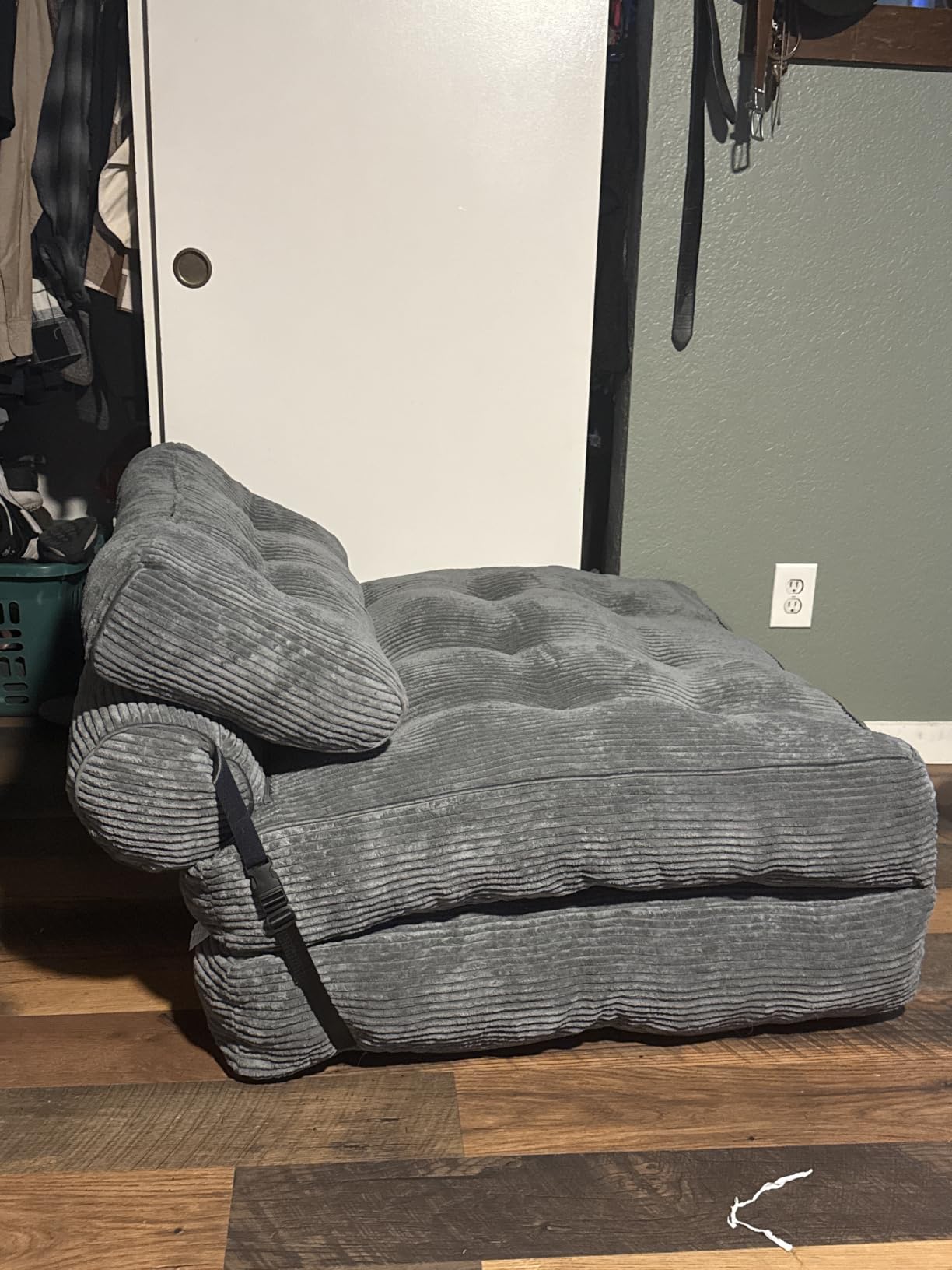 MAXYOYO Folding Sofa Bed, Convertible Chair Bed with Pillow | Foldable Couch with Back Support, Portable Fold Out Chair Comfy Floor Sofa for Living Room Bedroom, Dark Grey, Single customer photo 1