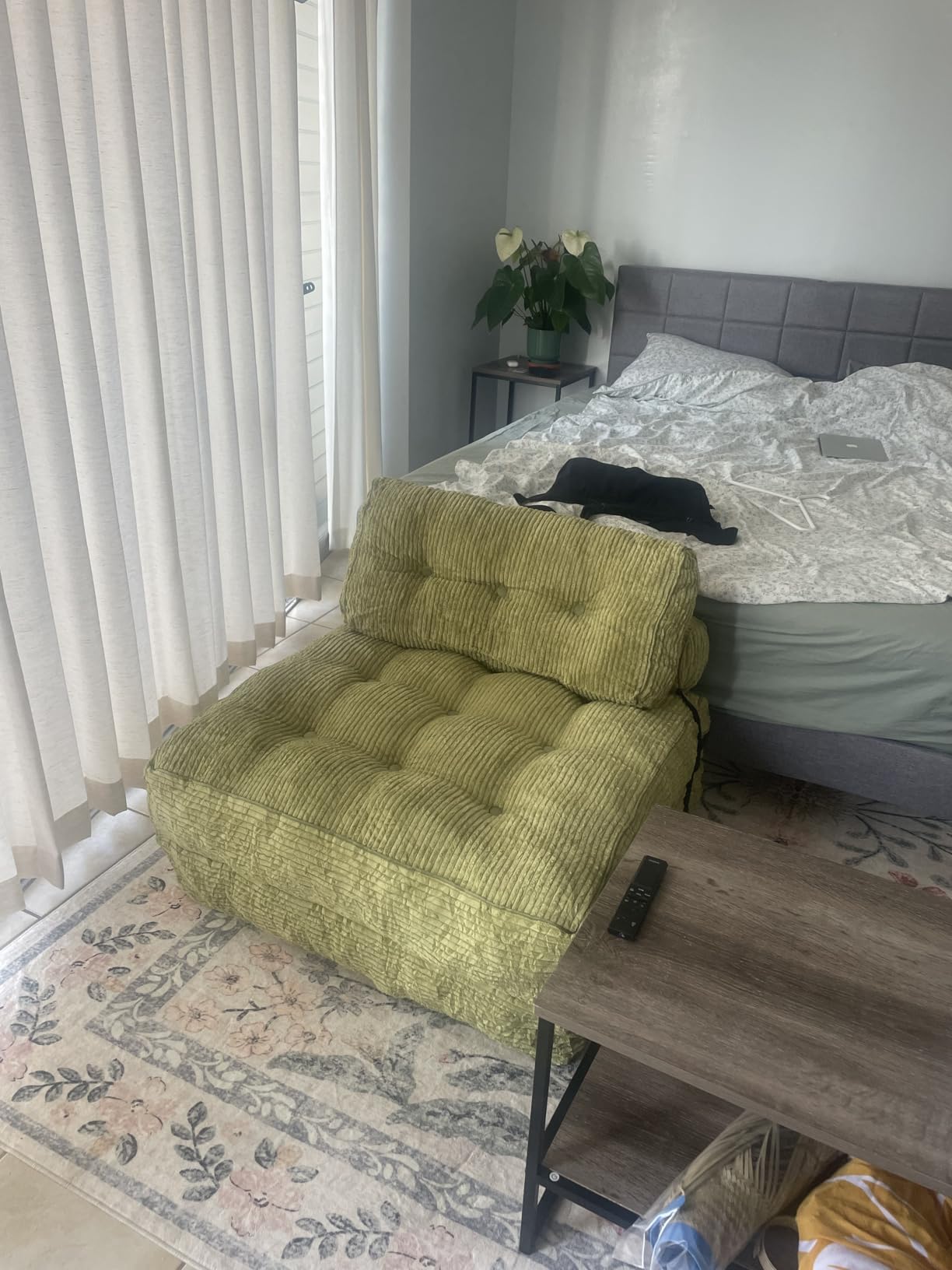 MAXYOYO Folding Sofa Bed, Convertible Chair Bed with Pillow | Foldable Couch with Back Support, Portable Fold Out Chair Comfy Floor Sofa for Living Room Bedroom, Dark Grey, Single customer photo 2